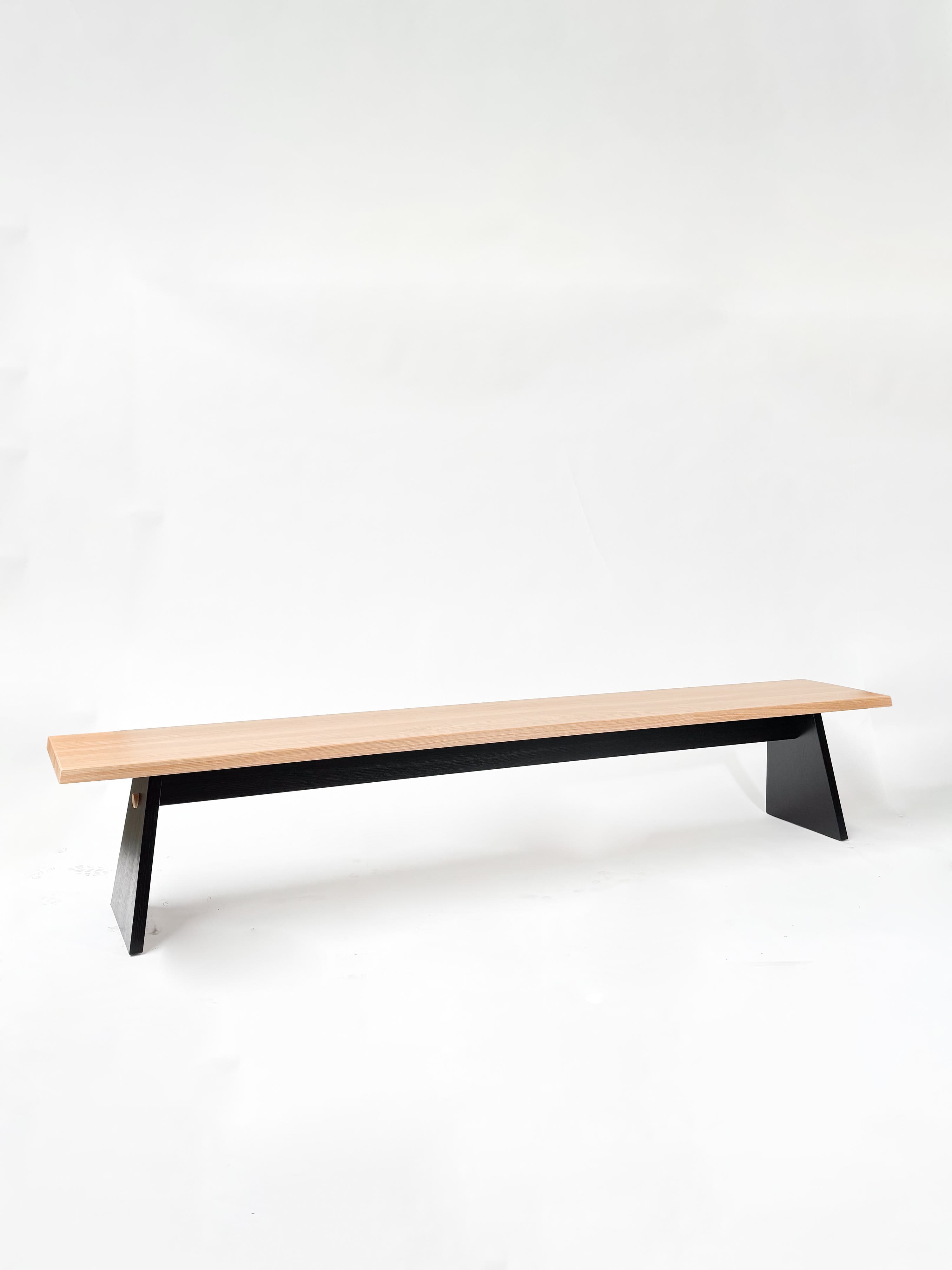 CRUSO Natural Oak Bench with Black Base - 240cm-0