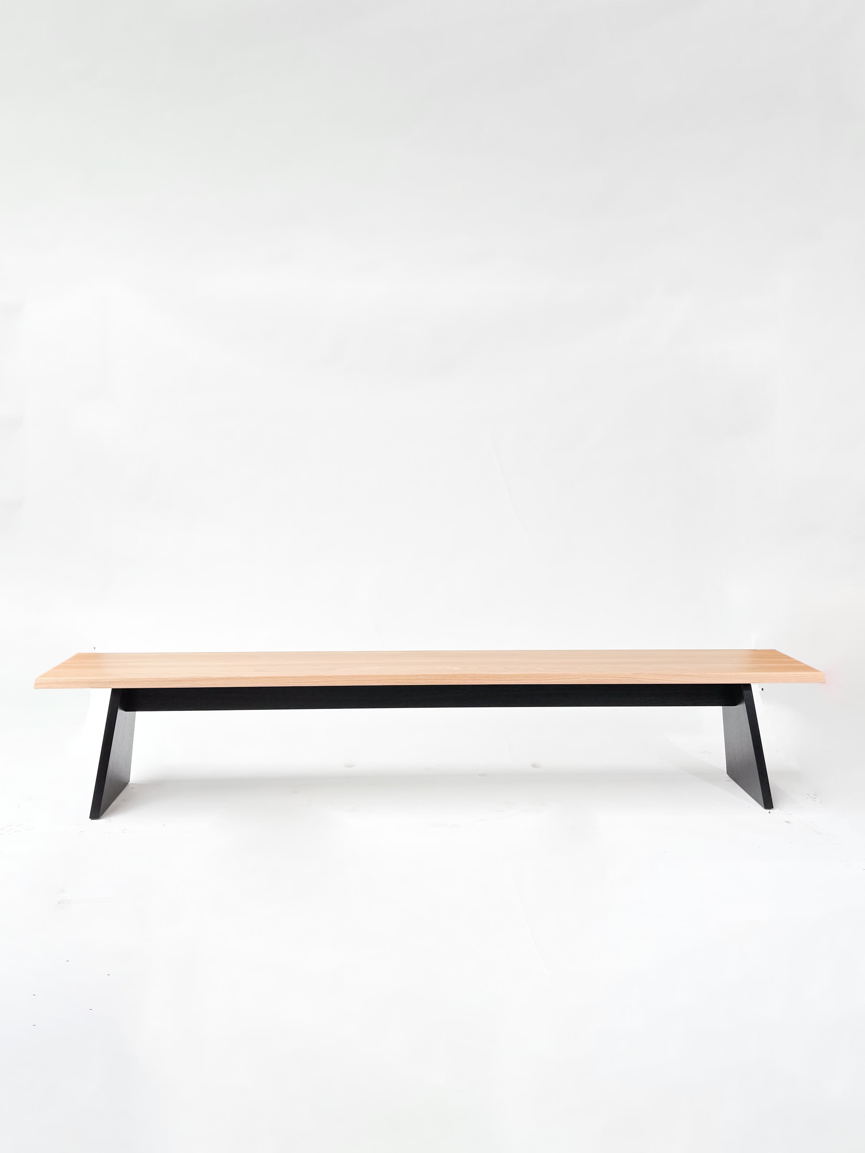 CRUSO Natural Oak Bench with Black Base - 240cm-2