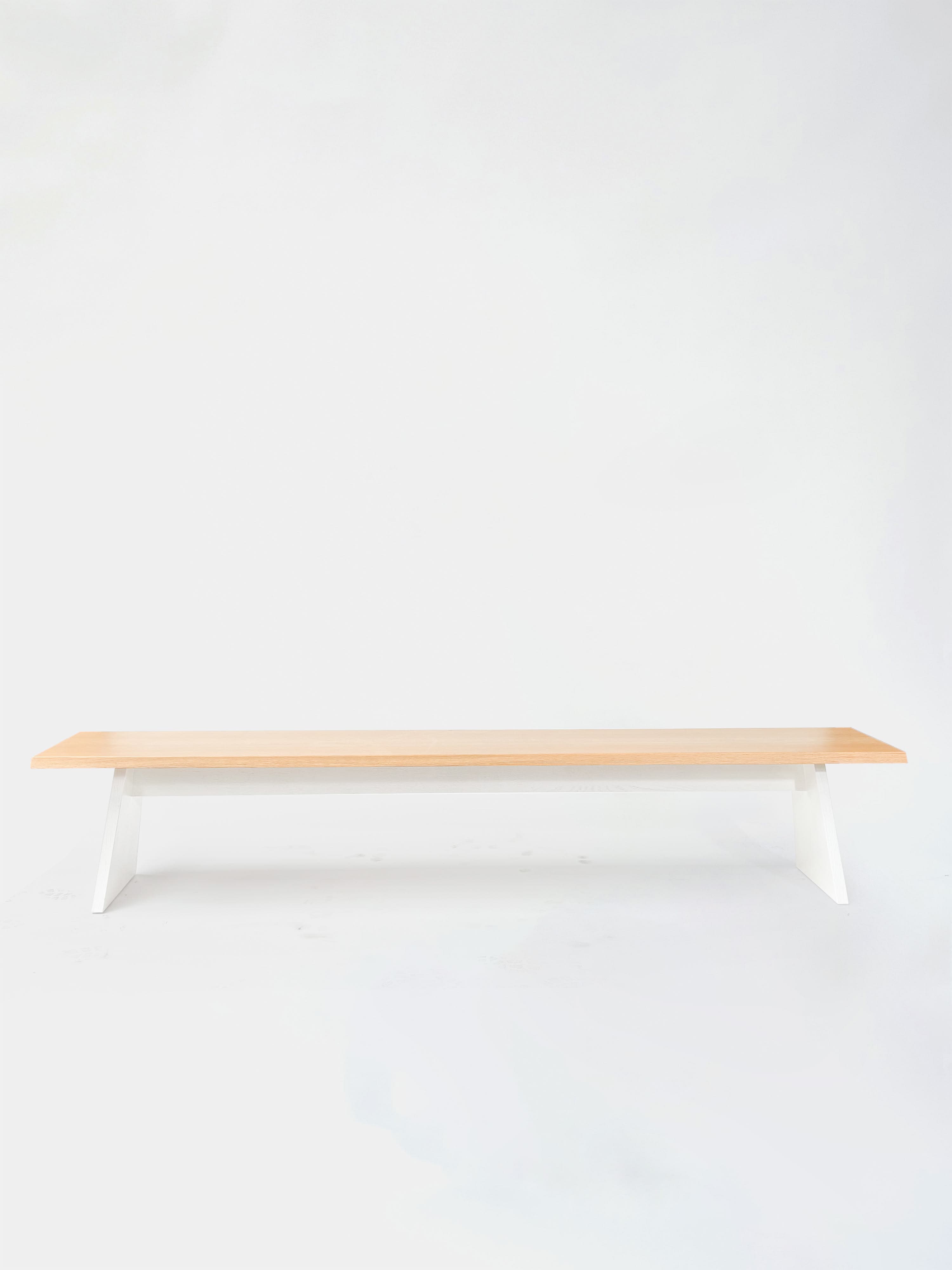 CRUSO Natuurlijk Eiken Houten Minimalistische Bank met Wit Onderstel - 240cm-2