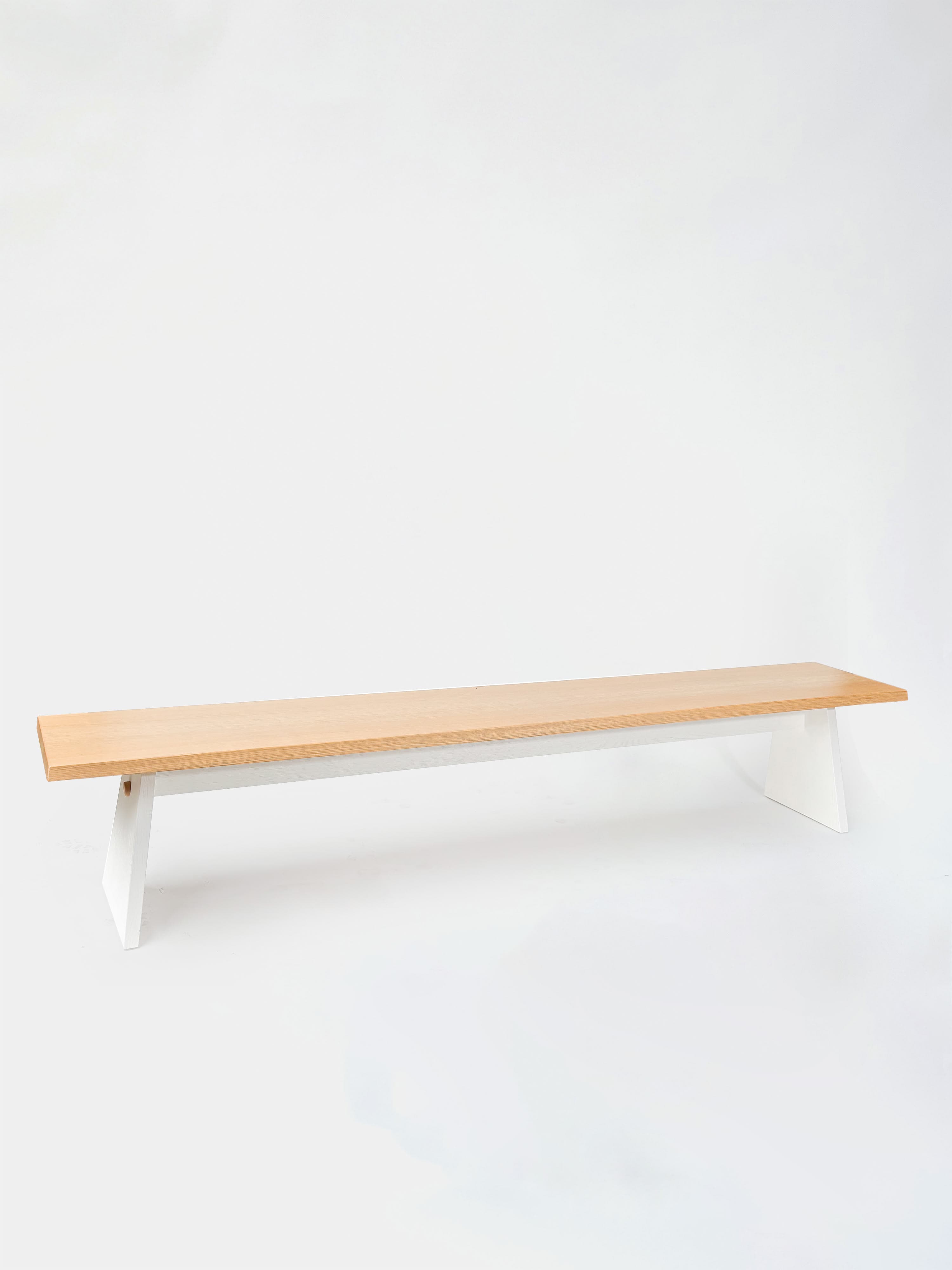 CRUSO Natuurlijk Eiken Houten Minimalistische Bank met Wit Onderstel - 240cm-0