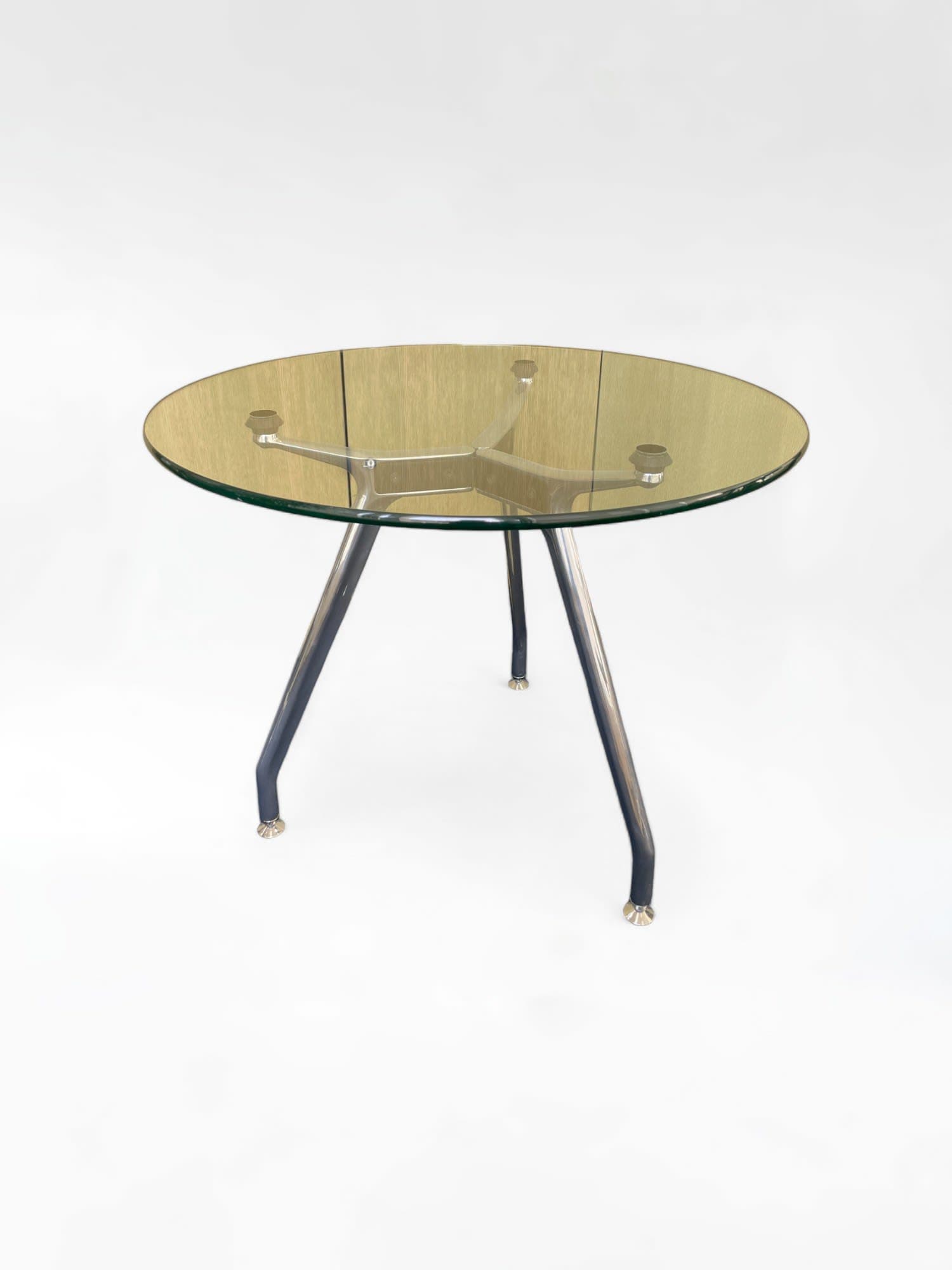 ICF 90cm glass Round Table with Metal Legs-0