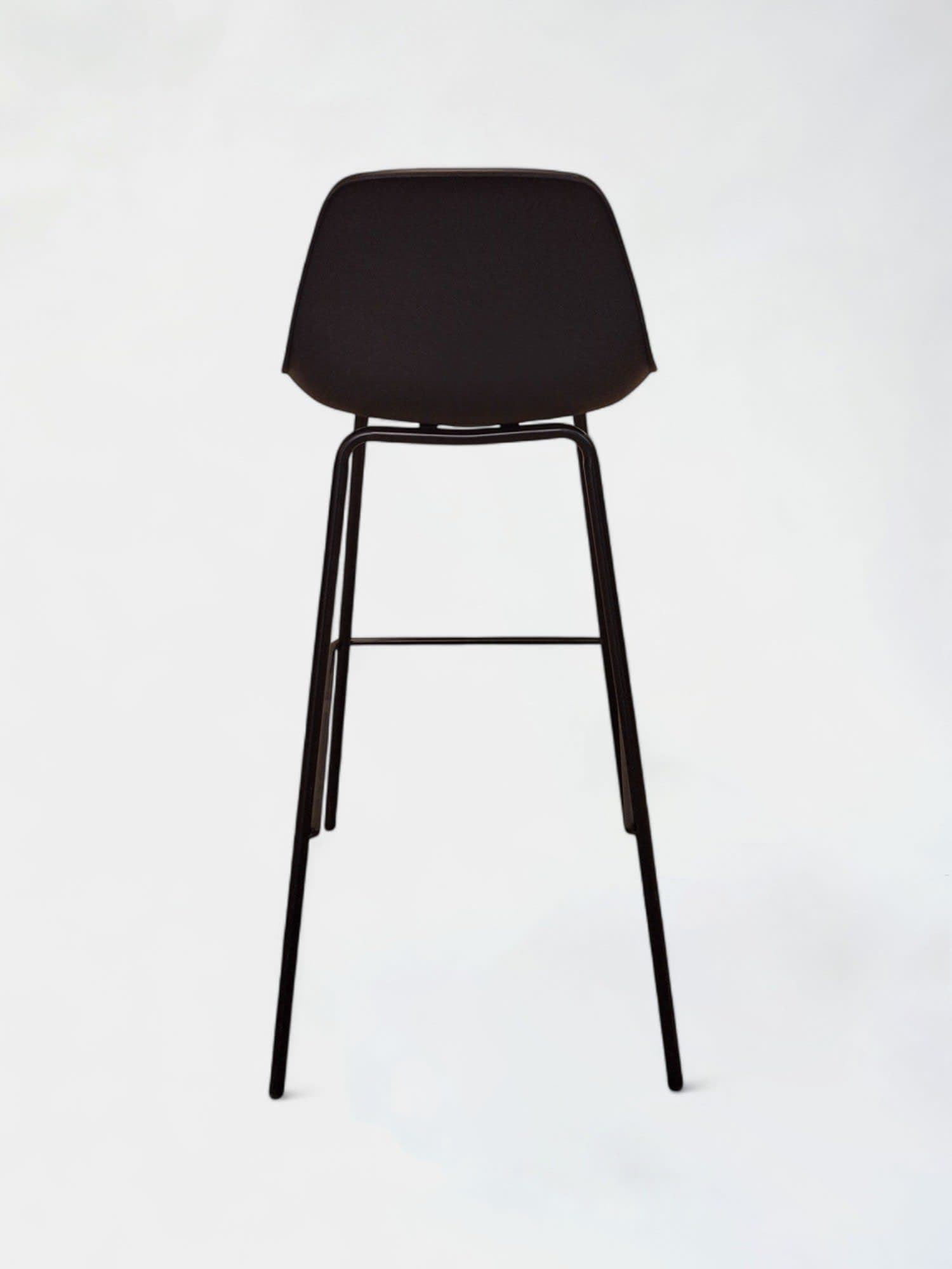 Chaise haute noire avec assise en cuir-3