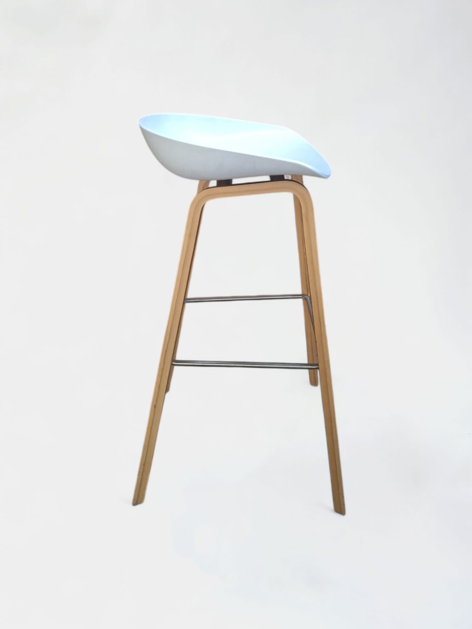 HAY AAS32 Designer Stool with White Seat & Oak Base