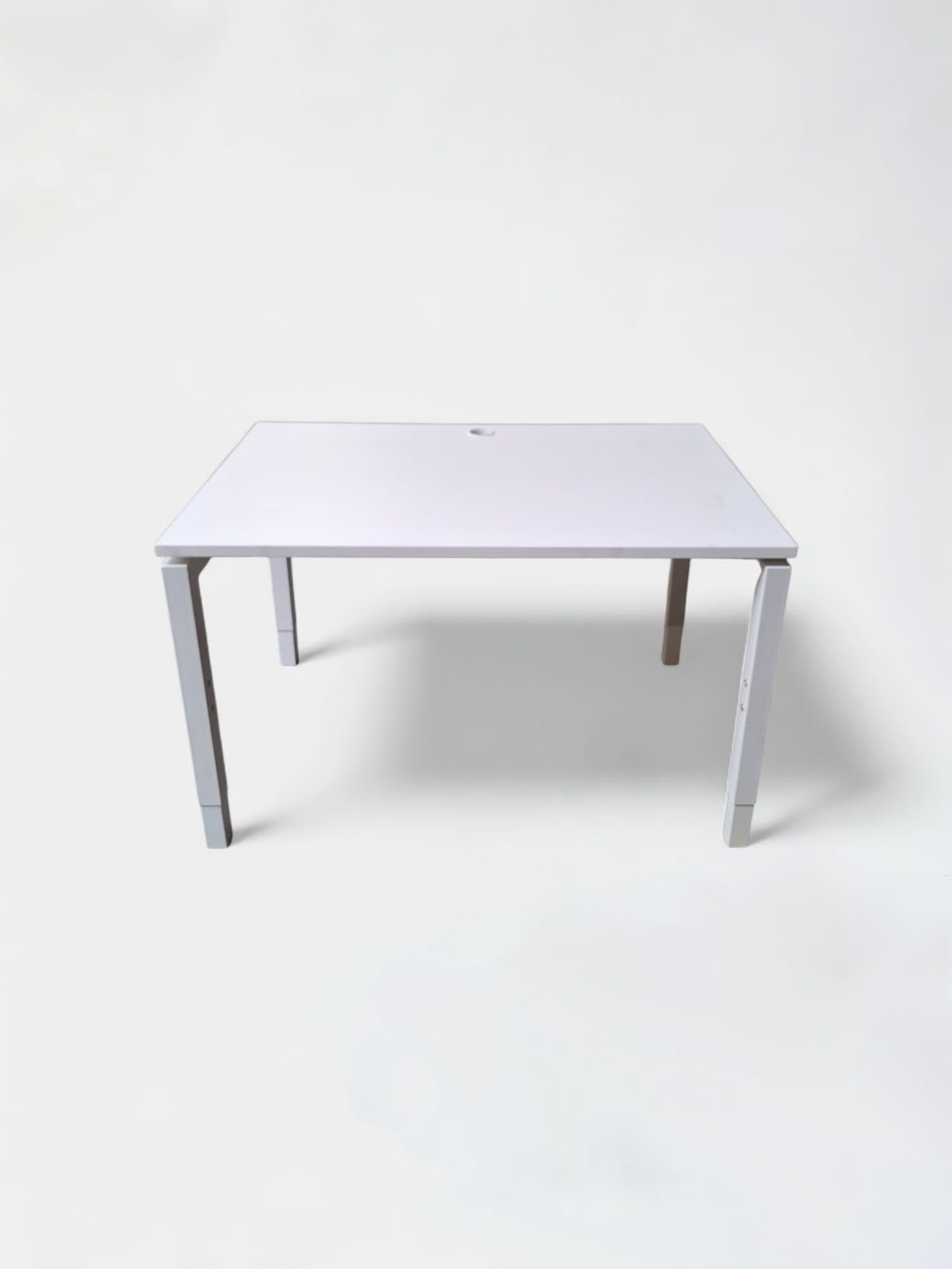 120cm White desk with adjustable white legs and top access-0