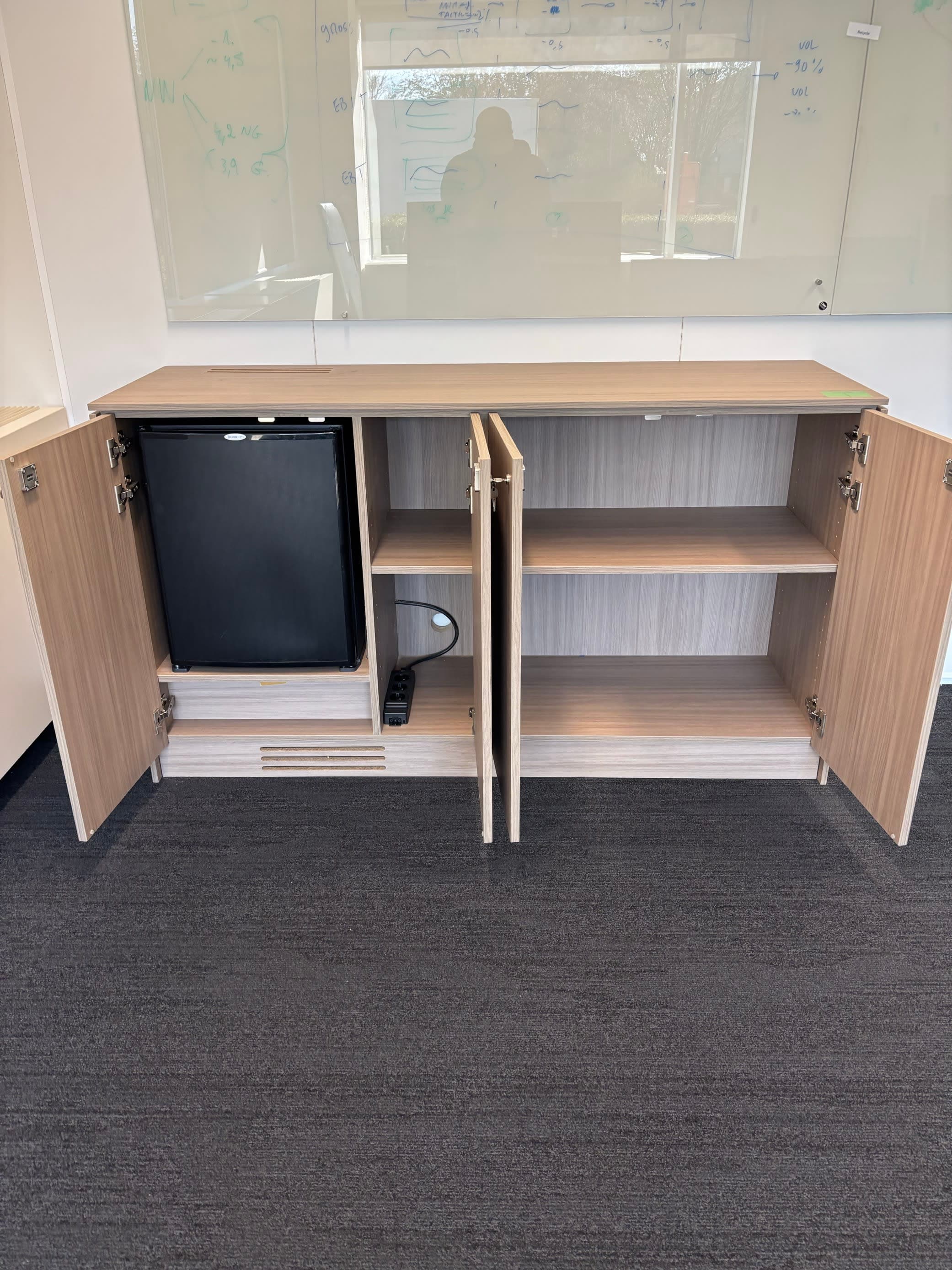 4 doors Wood storage with keys without small fridge-5