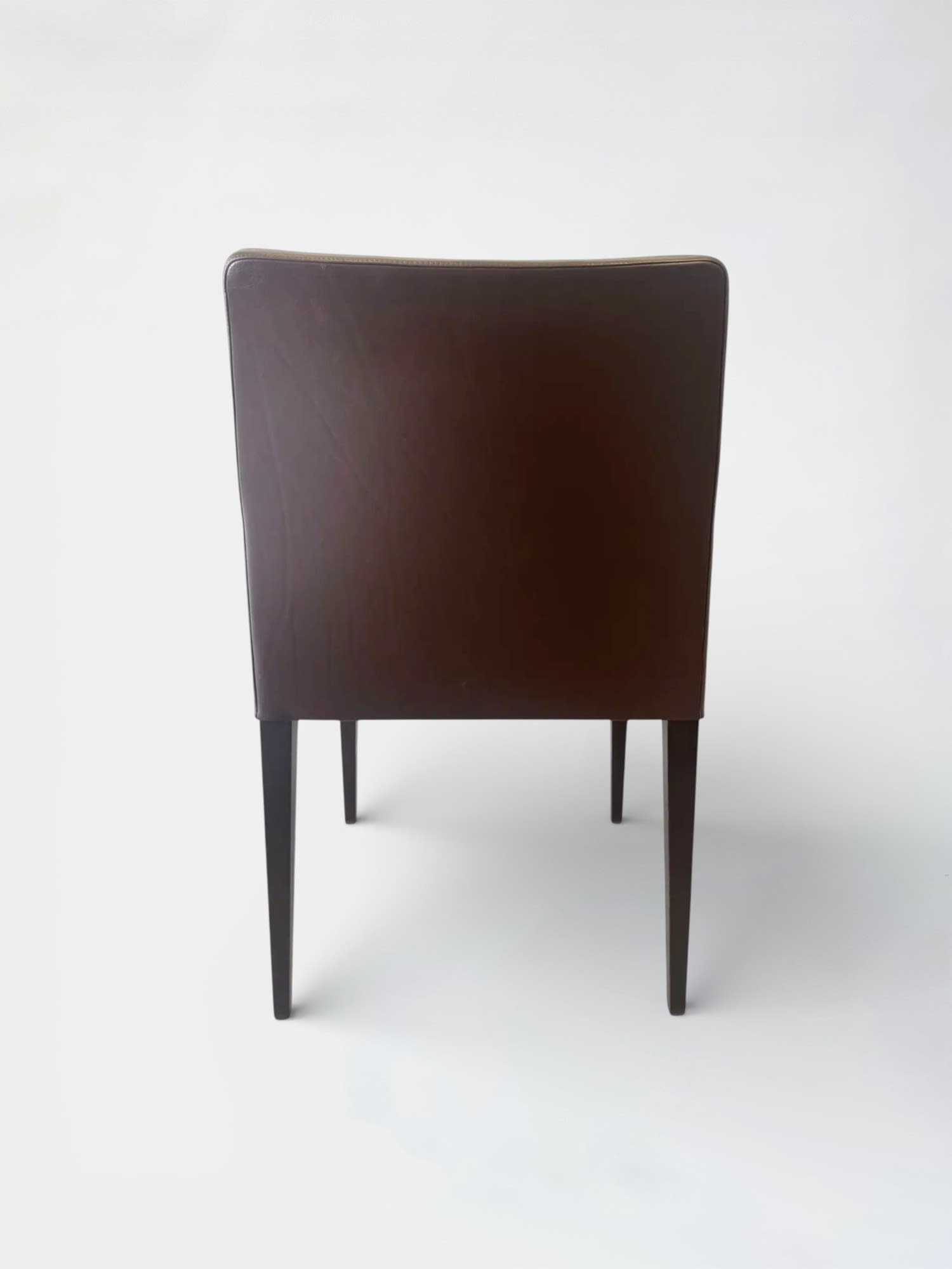 Bruine Leren Stoel met Armleuningen-2