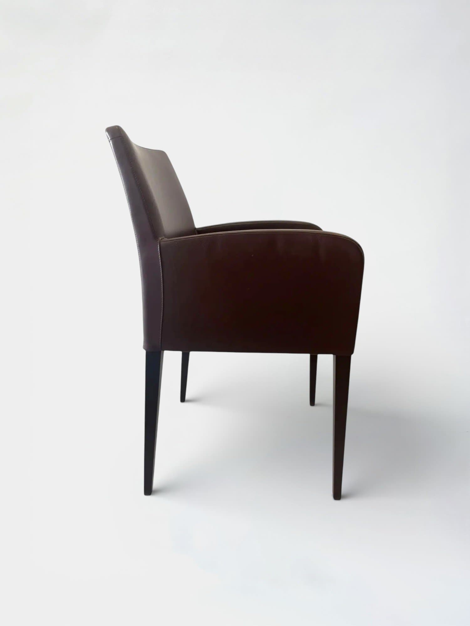 Bruine Leren Stoel met Armleuningen-2