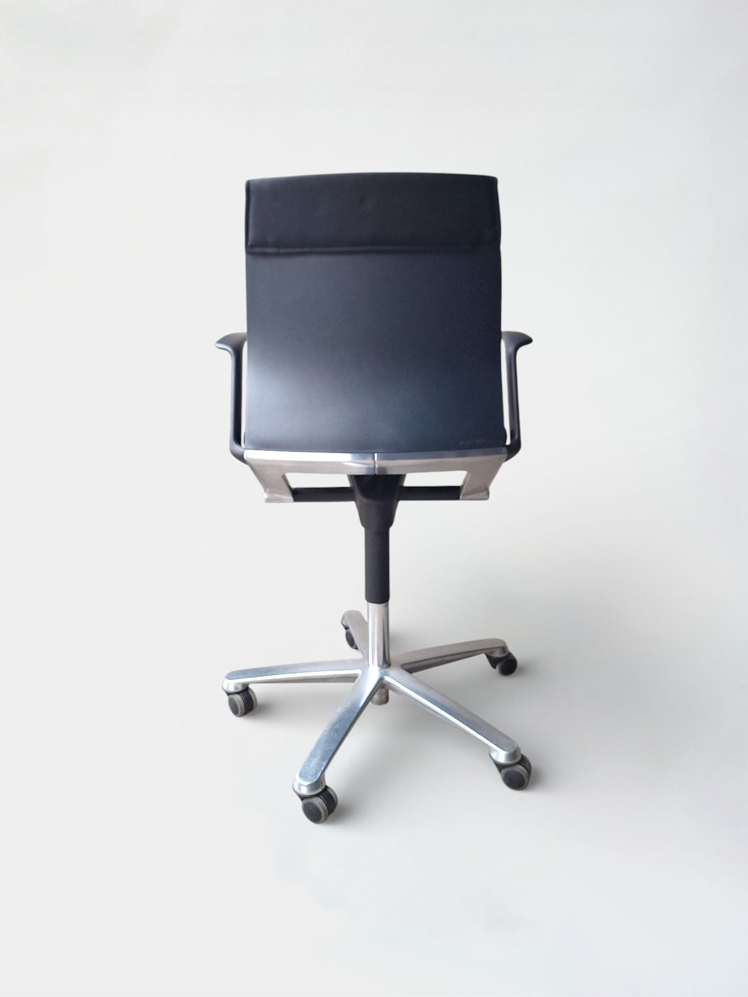 Wilkhahn dark brown office chair on steel wheeled legs-2