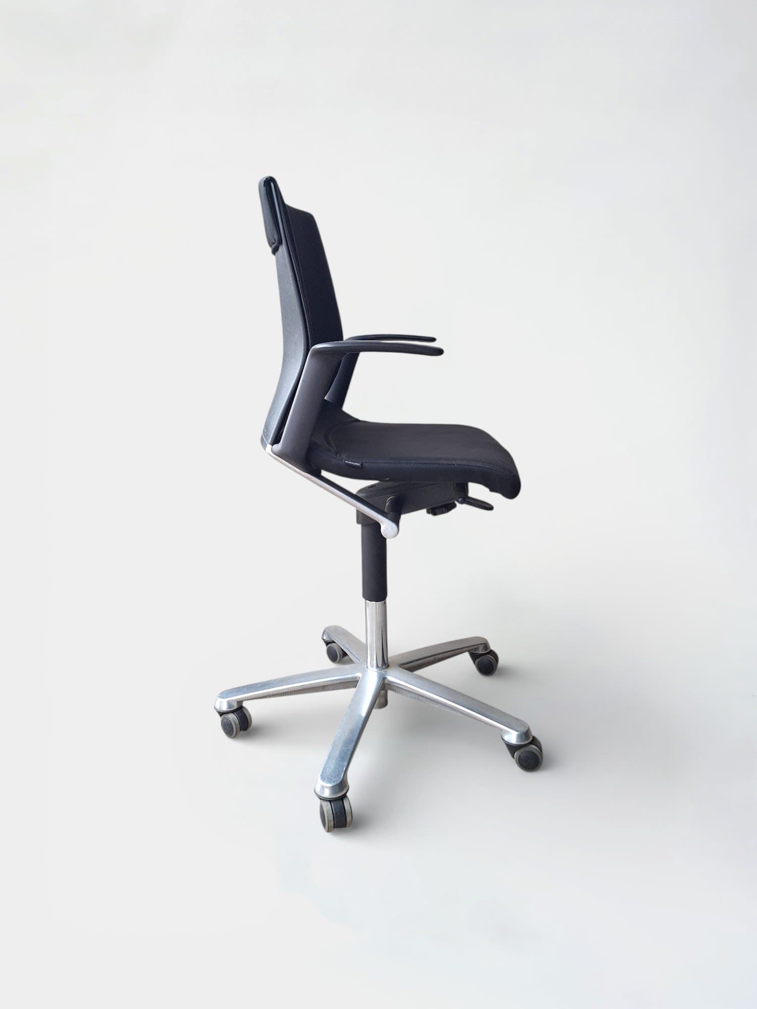 Wilkhahn dark brown office chair on steel wheeled legs-3