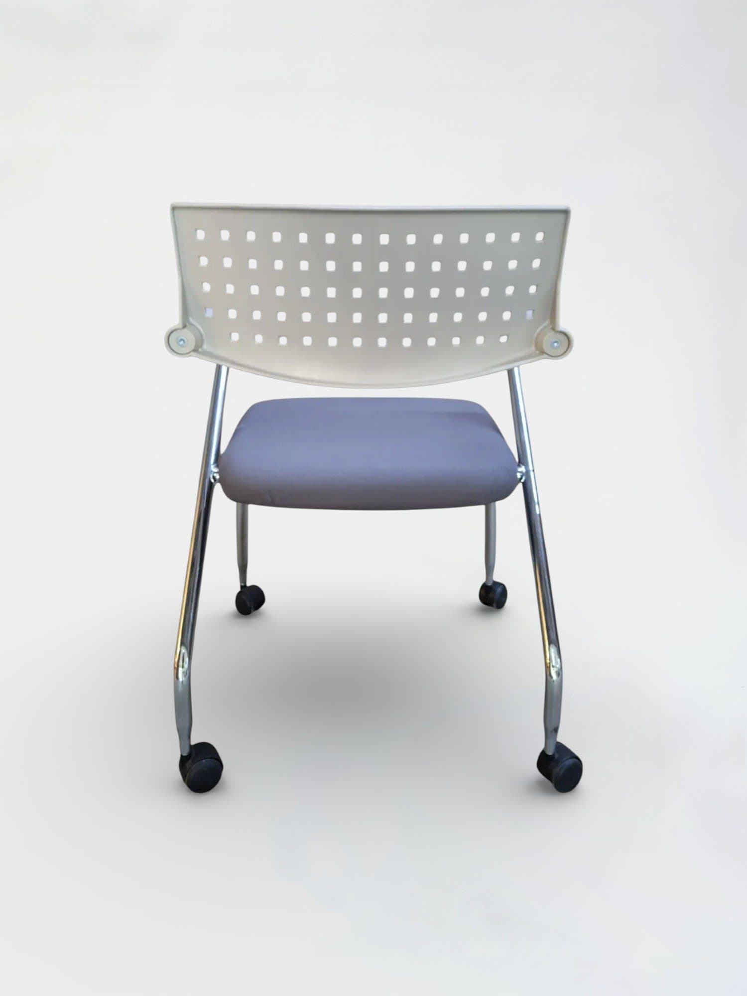Vitra Visaroll grey seating with white non transparent back on wheels-2
