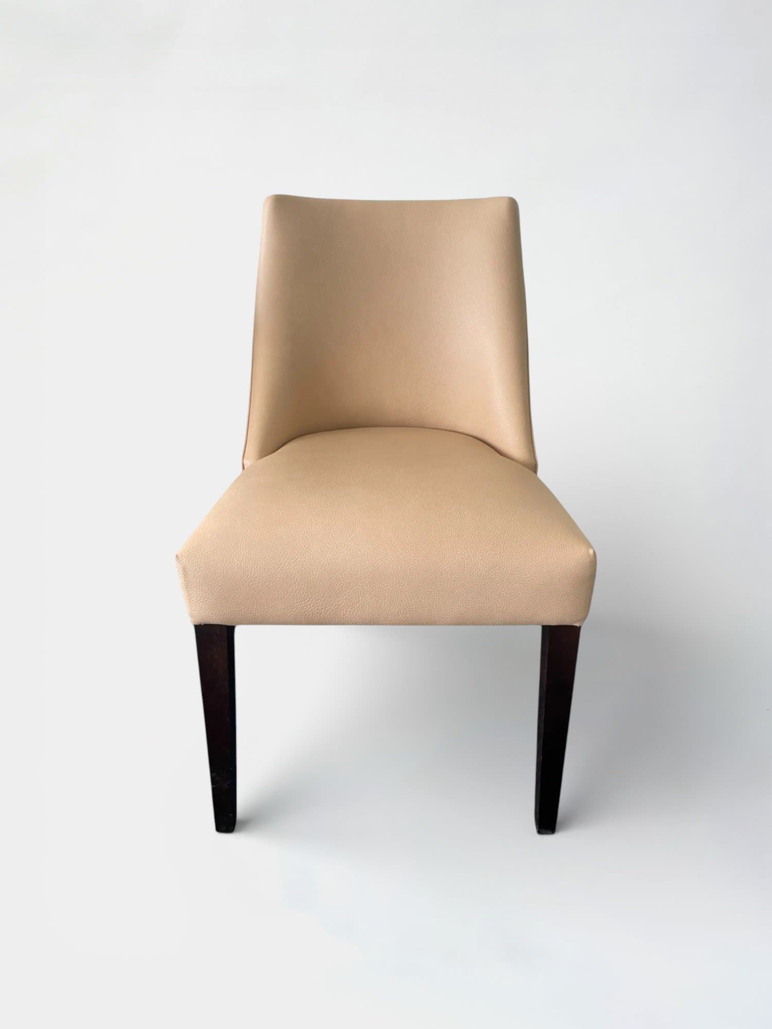 Beige Leather Chair with Wooden Legs-1