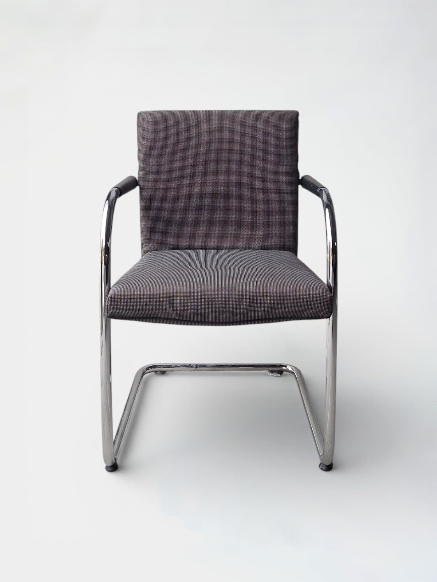 Vitra Visavis Visasoft Grey Fabric Chair with Chrome Frame by Antonio Citterio-1