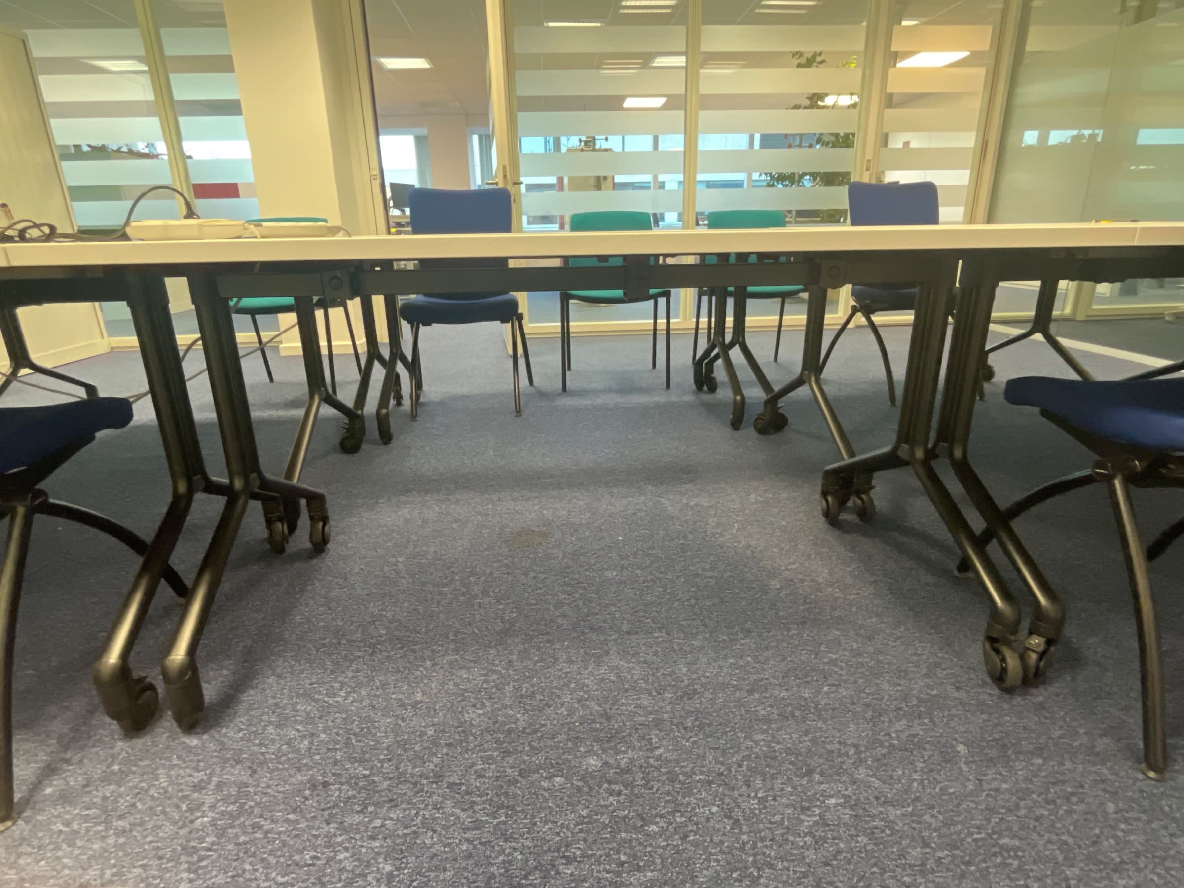 White laminate 160cm conference table with wheels-1