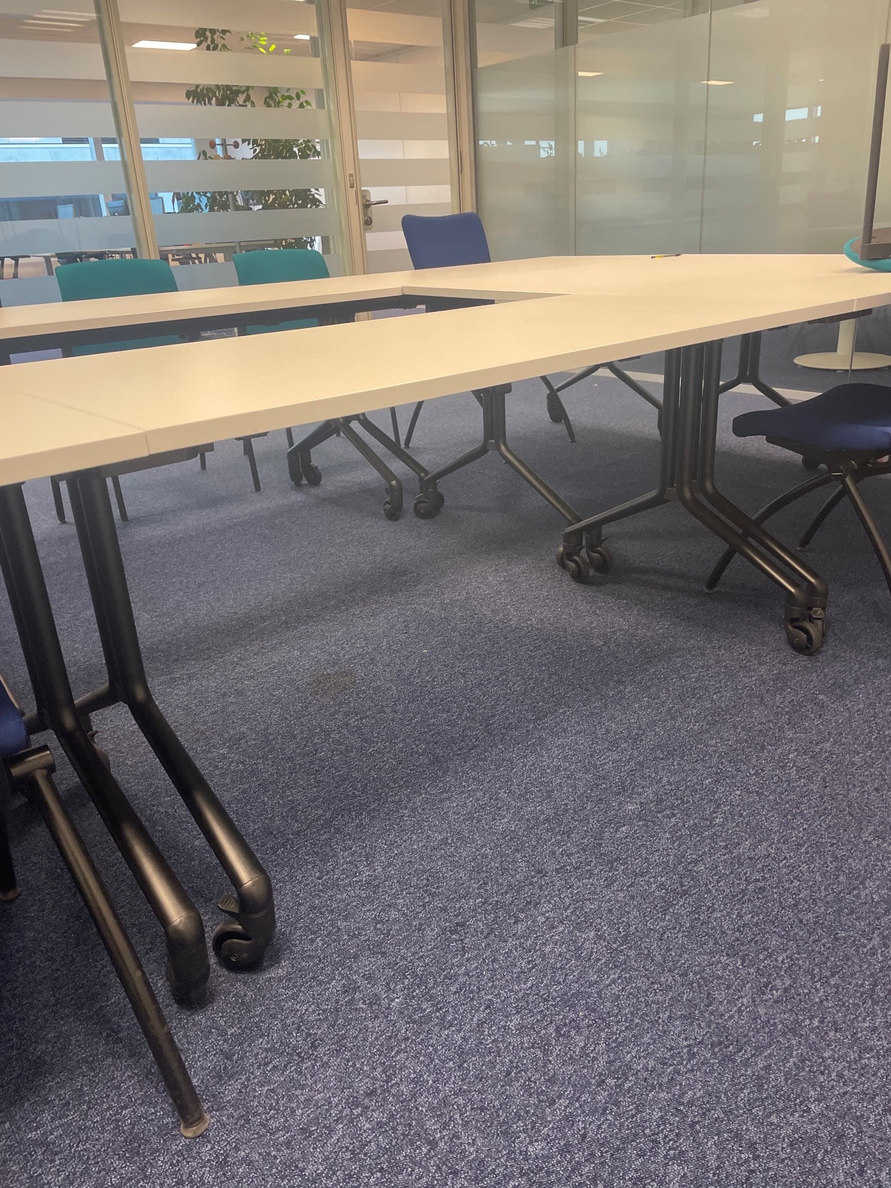 White laminate 160cm conference table with wheels-0