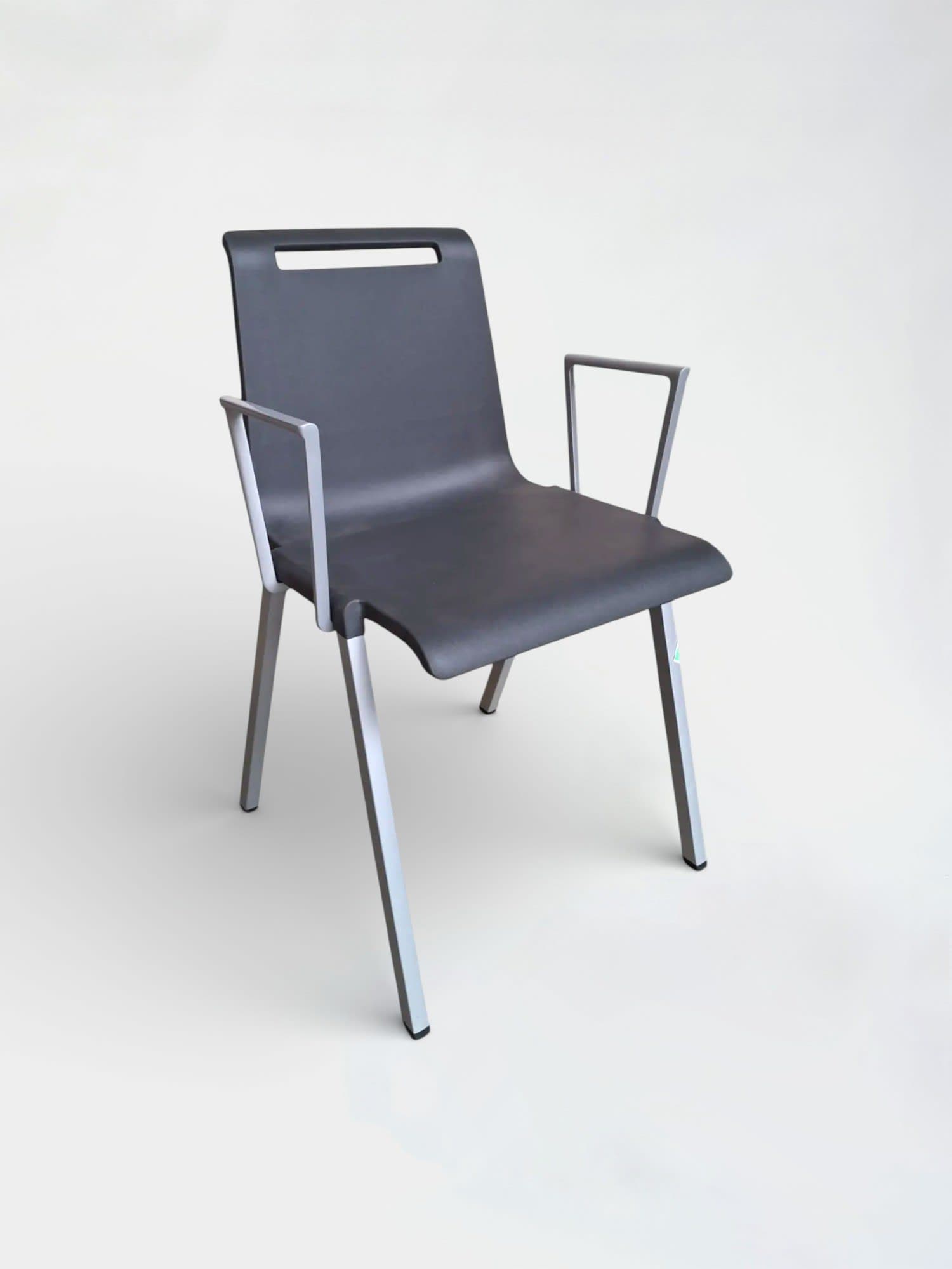 MIT Actiu dark grey plastic meeting chair with armrests-0