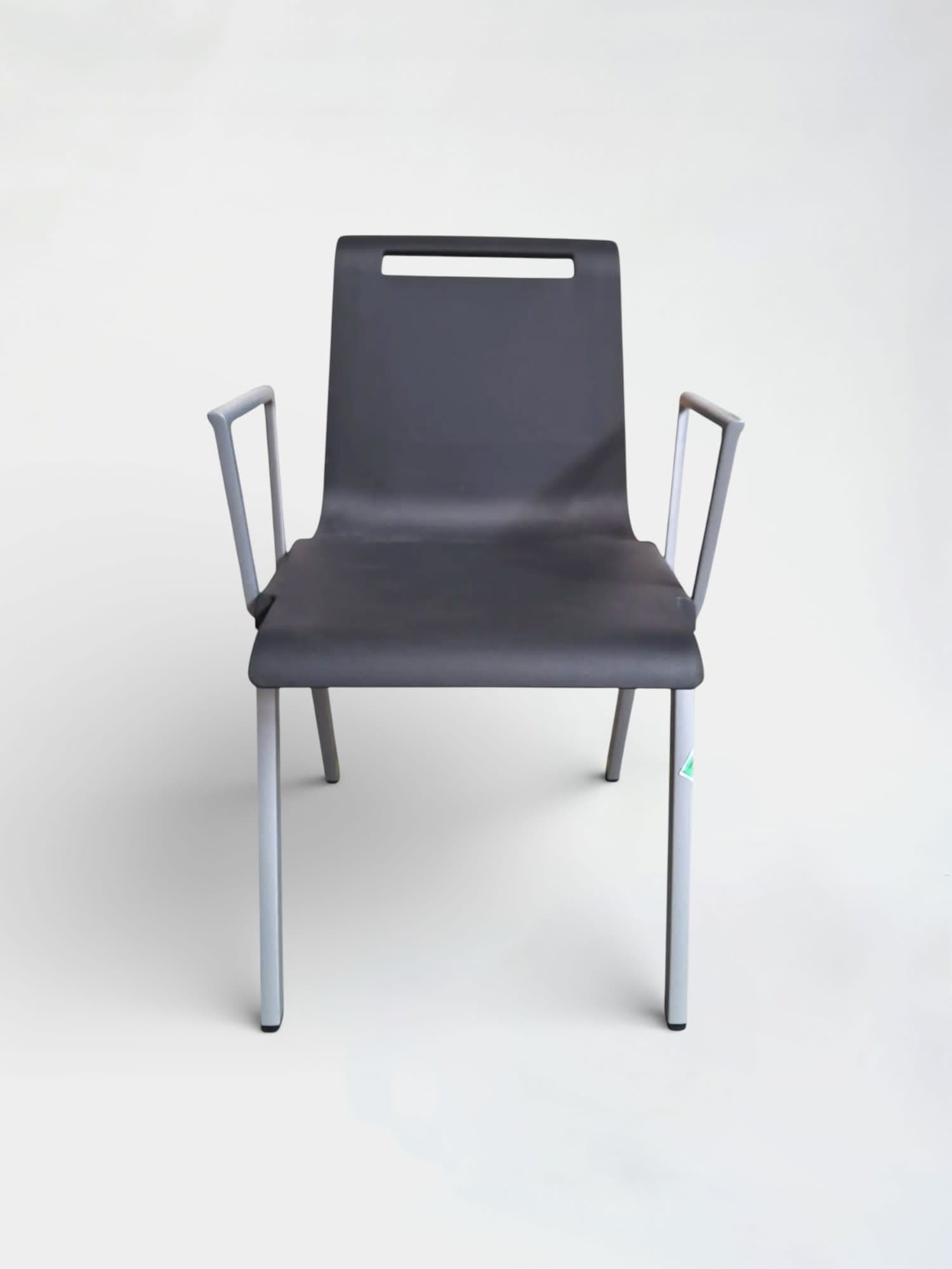 MIT Actiu dark grey plastic meeting chair with armrests-2