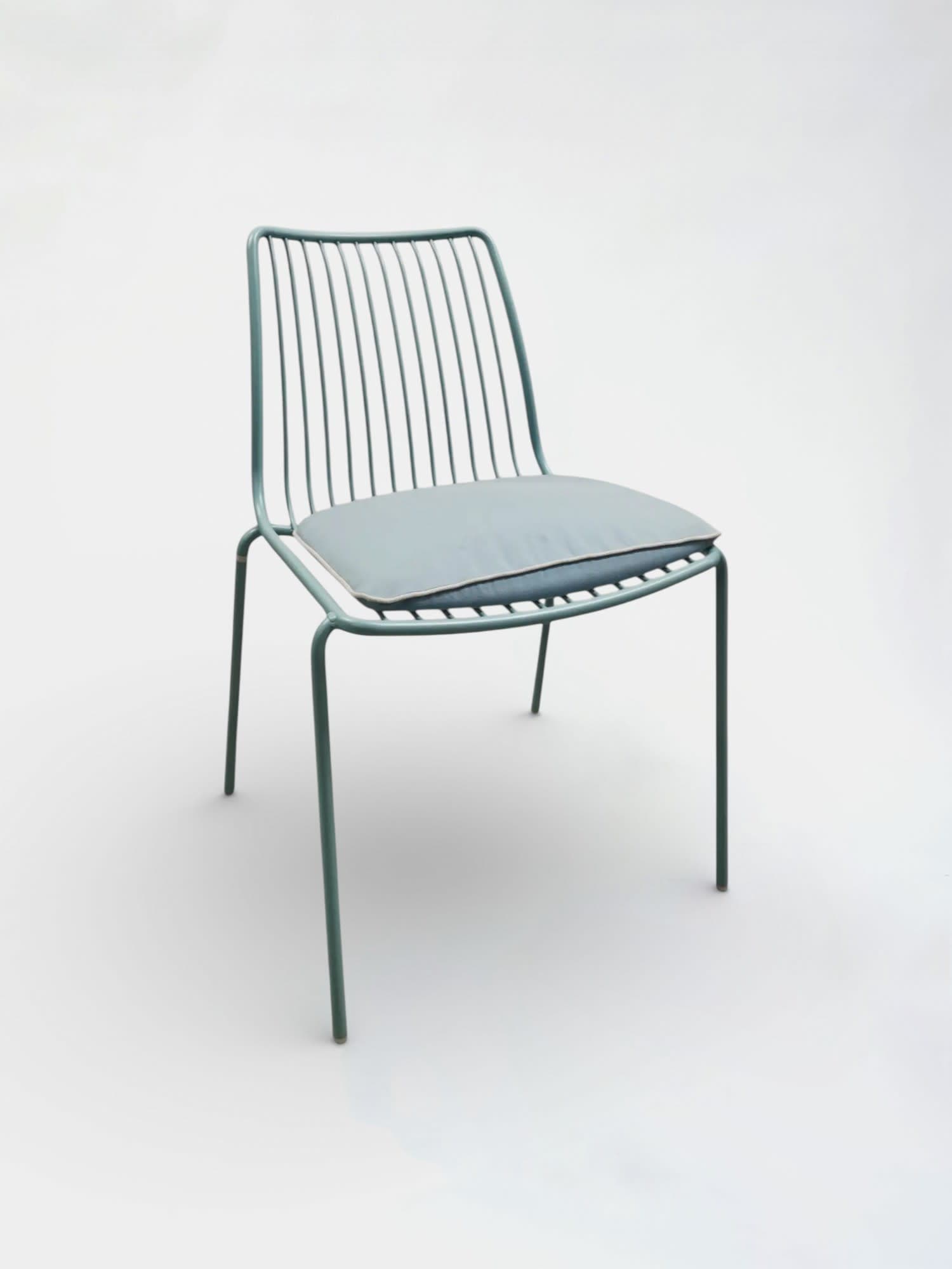 Pedrali Nolita Mint Green Metal Stackable Dining Chair with Cushioned Seat-0