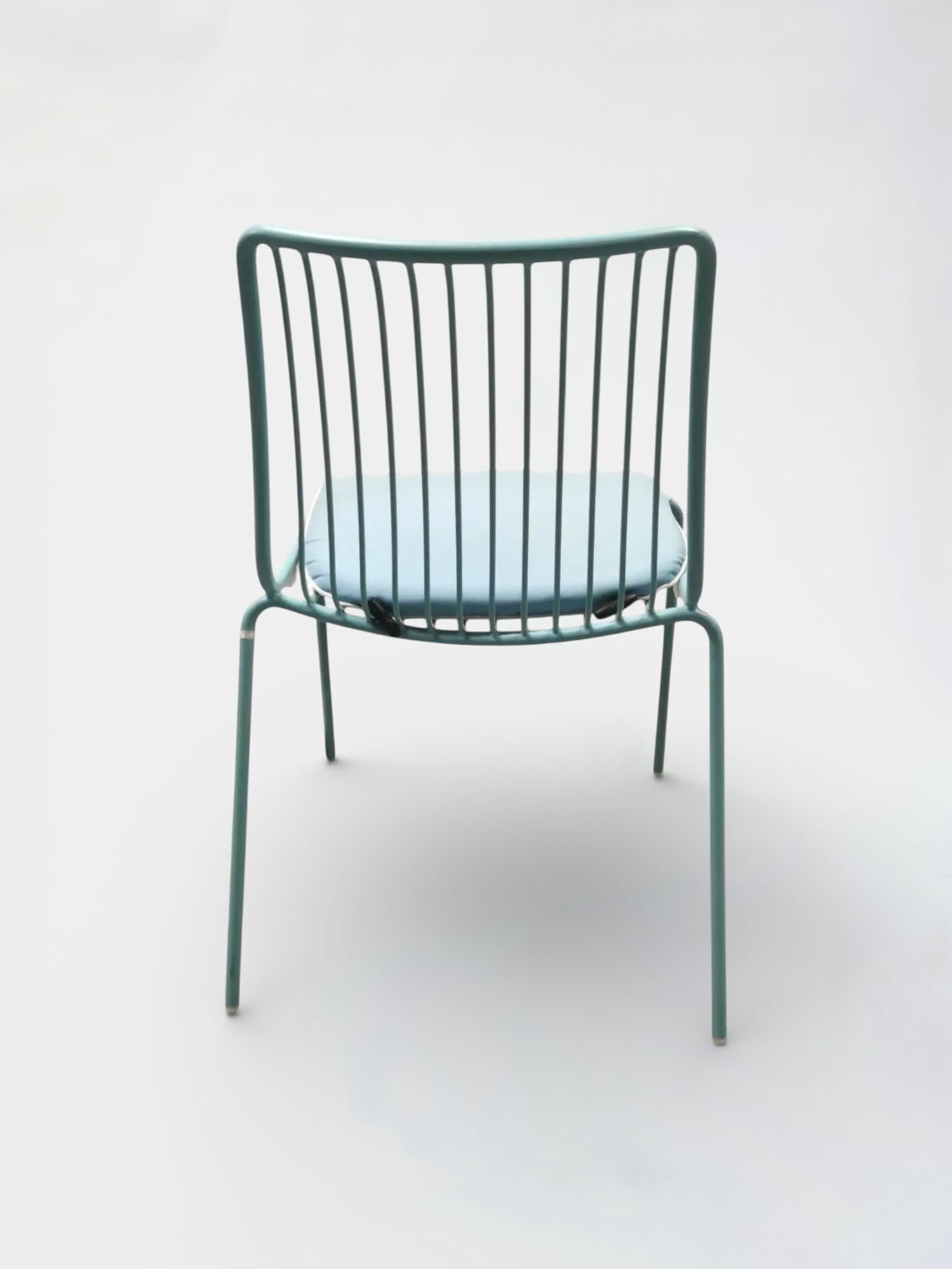 Pedrali Nolita Mint Green Metal Stackable Dining Chair with Cushioned Seat-3