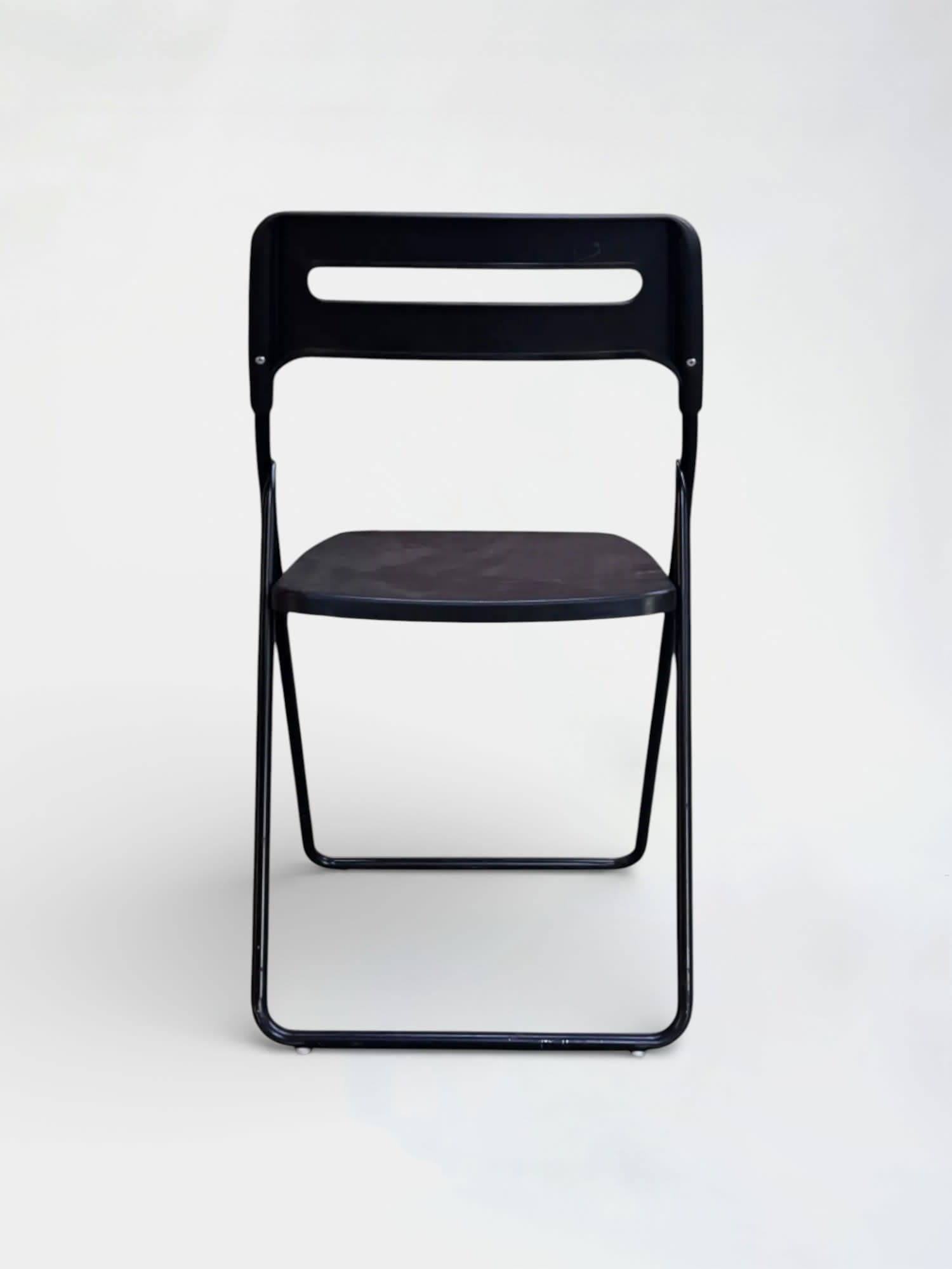 Foldable plastic black chair-3