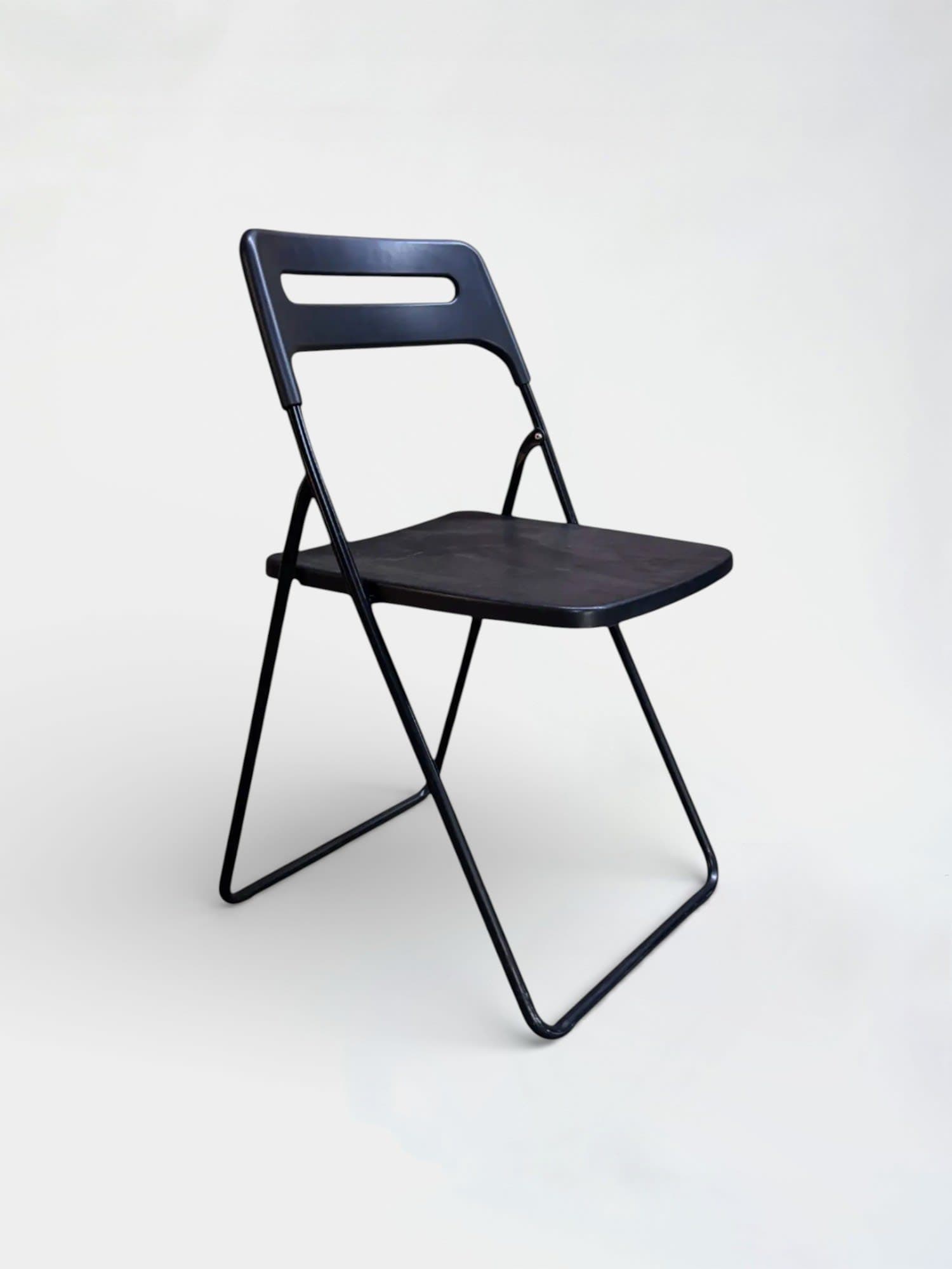 Foldable plastic black chair-0