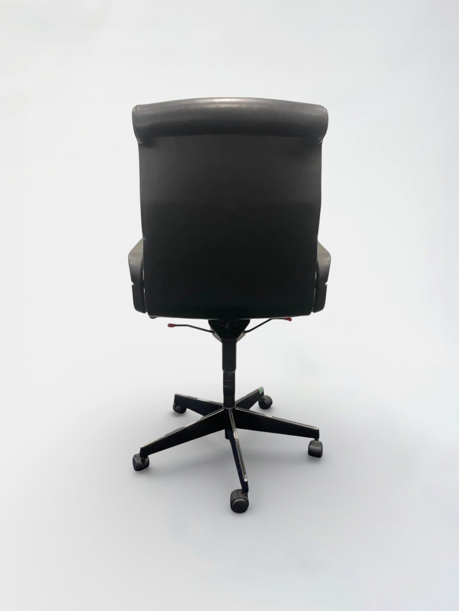 Bureaustoel zwart leer met armleuningen-2