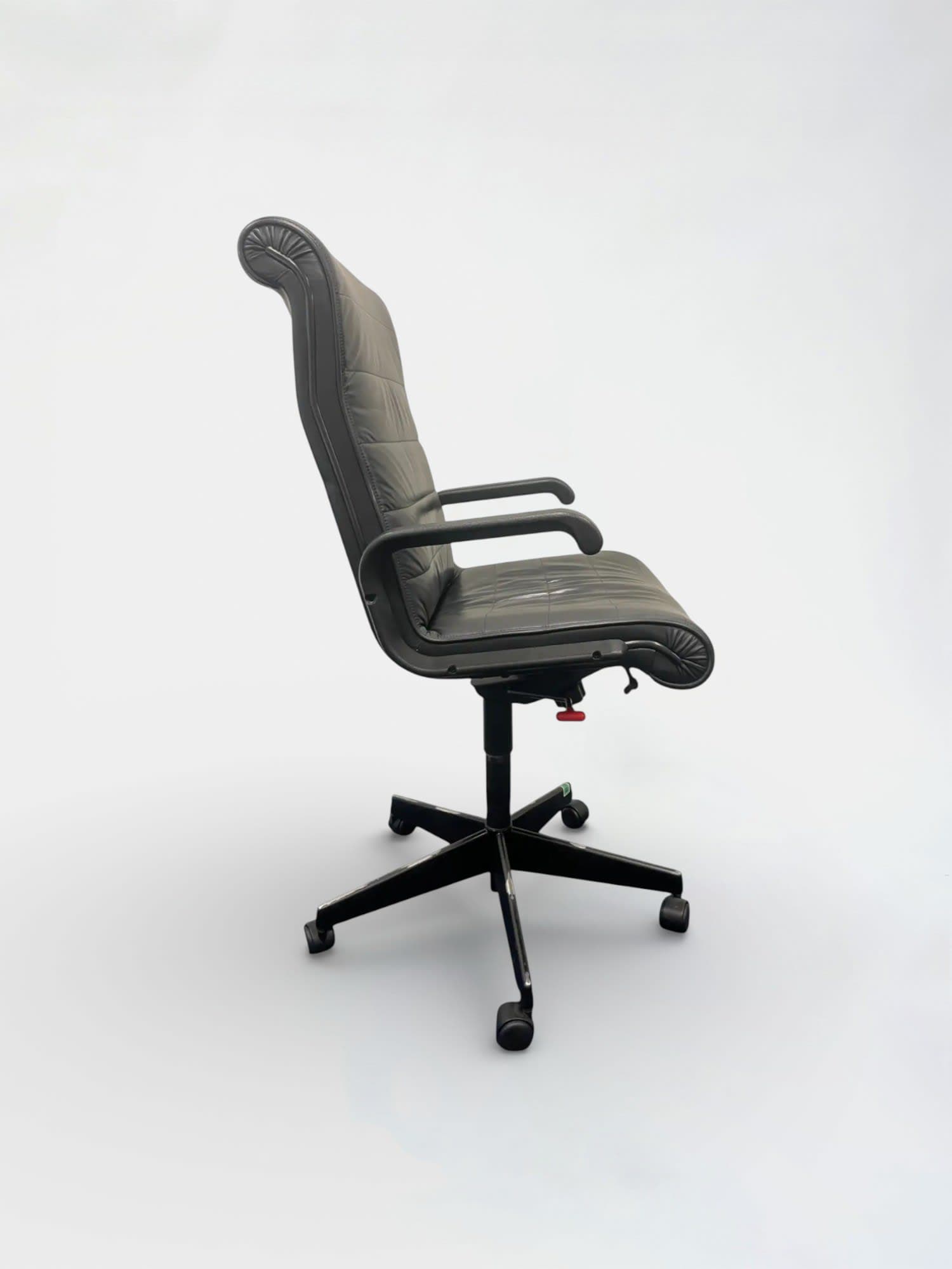 Bureaustoel zwart leer met armleuningen-1