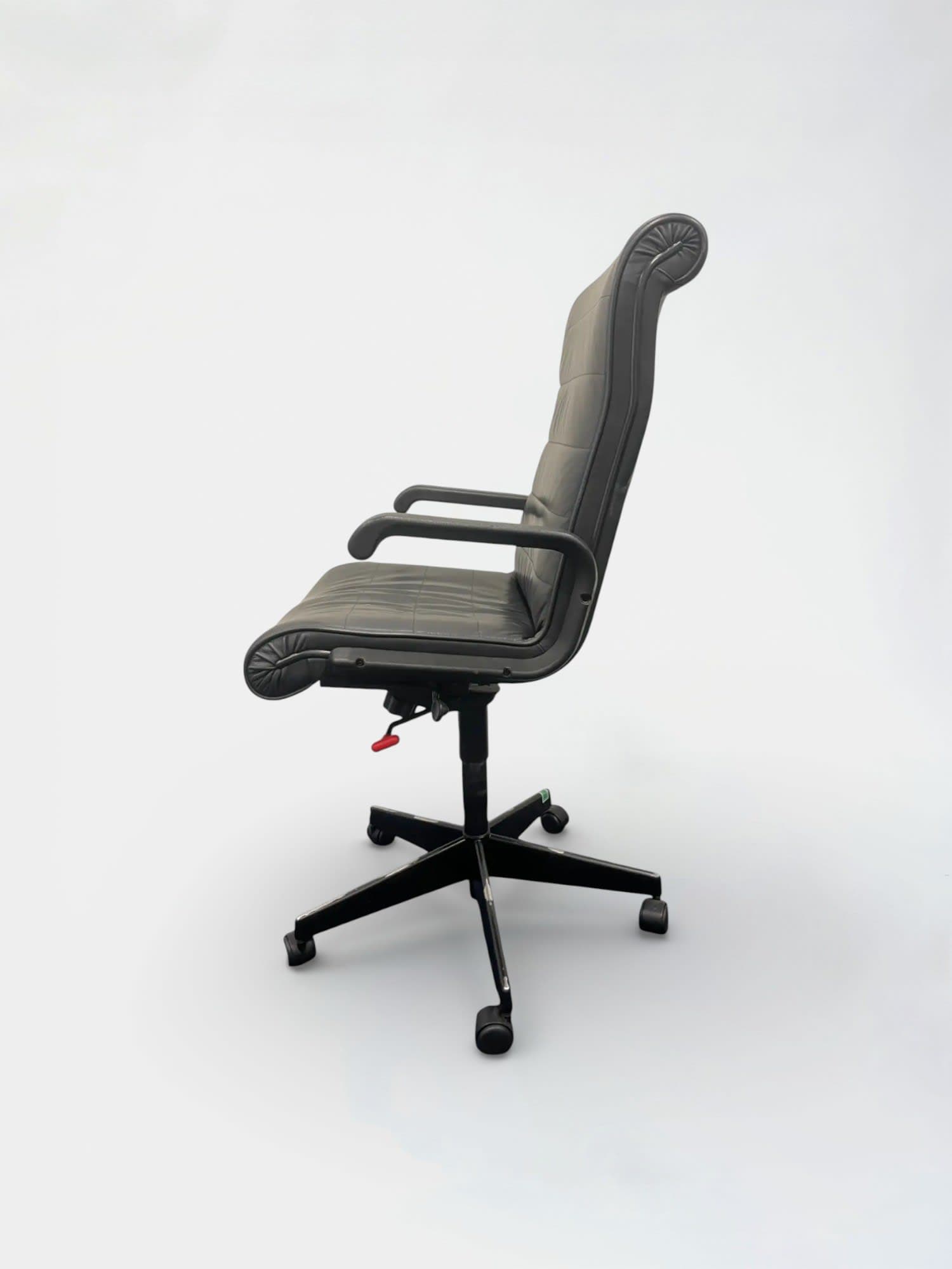 Bureaustoel zwart leer met armleuningen-3