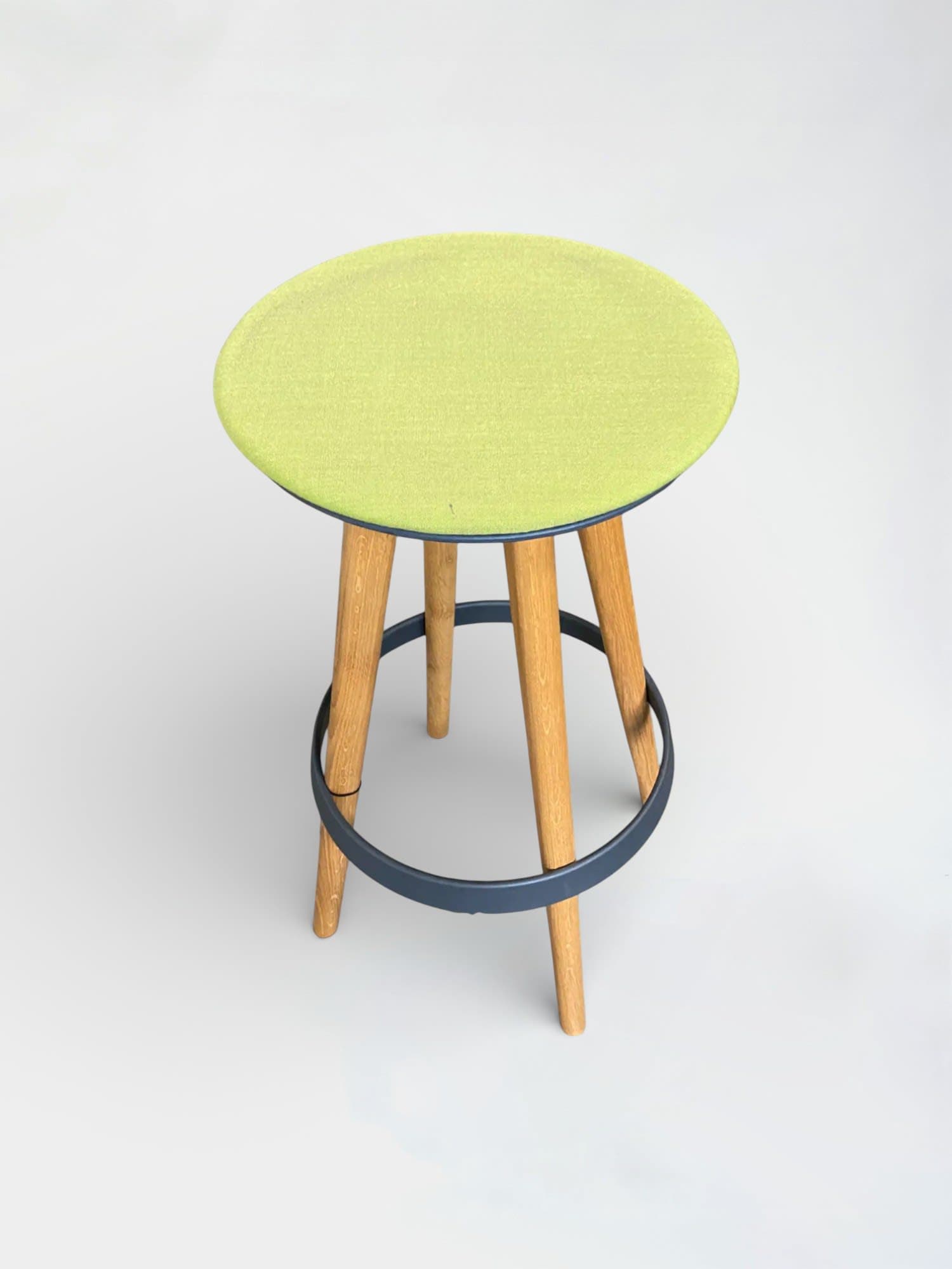 BENE Timba Light green high stool on wooden legs with metal footrests-0