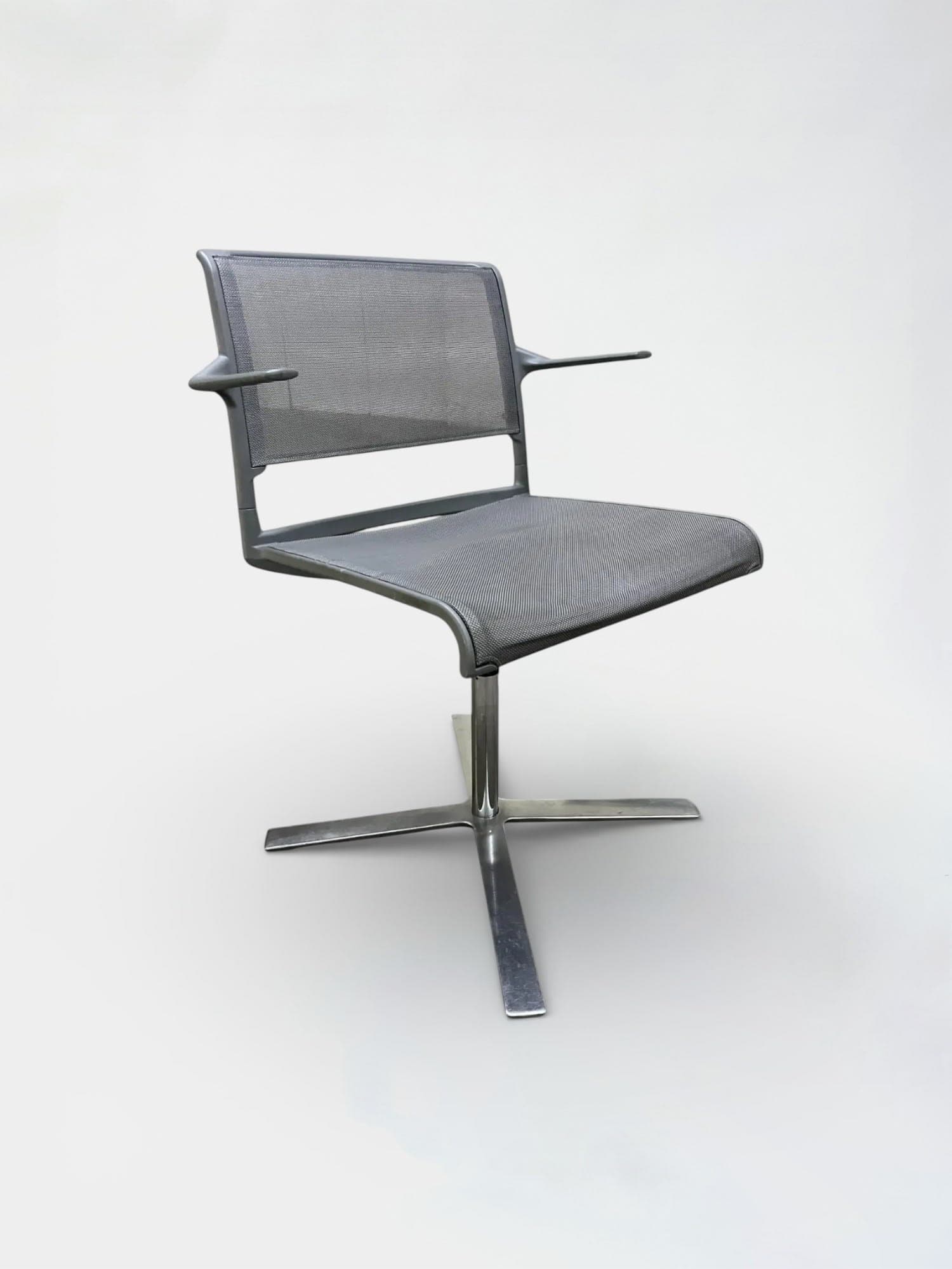 Wilkhahn Gray Mesh meeting Chair with Swivel Base-0