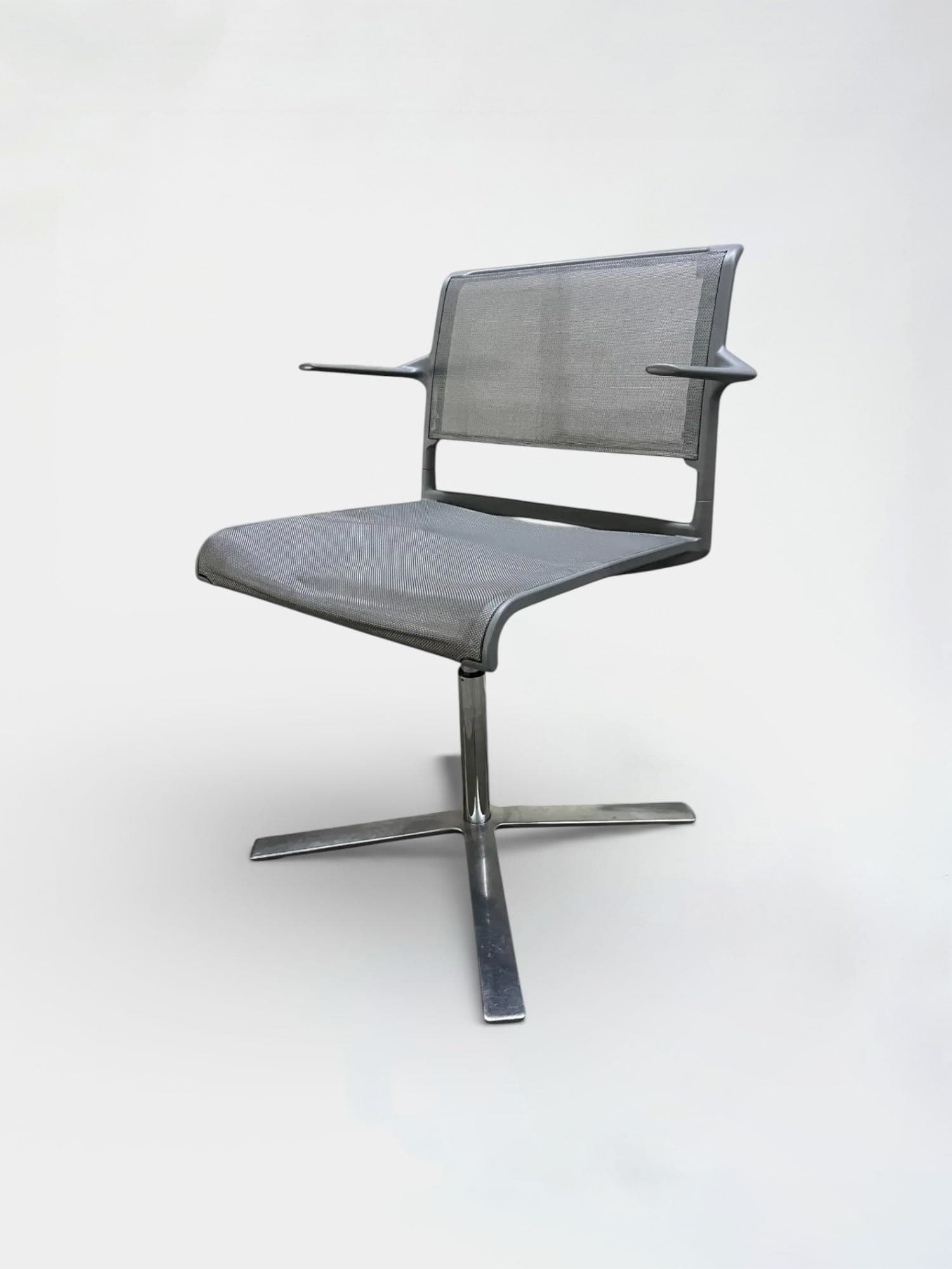 Wilkhahn Gray Mesh meeting Chair with Swivel Base-2