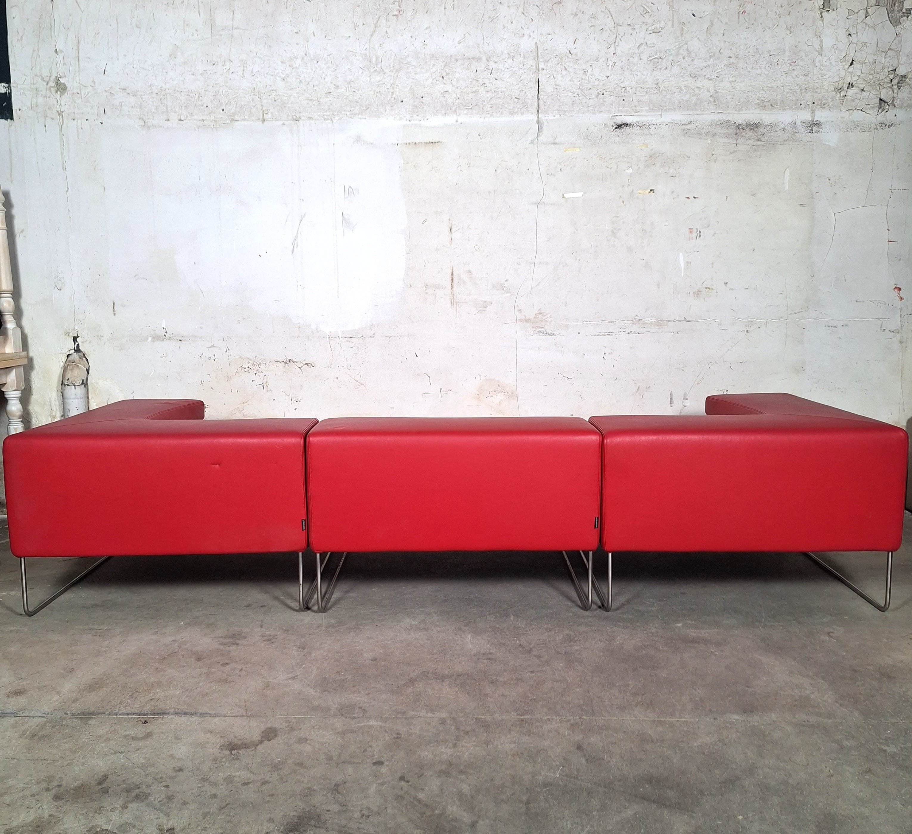 MOROSO Fauteuil Vintage Low Seat en cuir rouge par Patricia Urquiola pour Moroso, 1999-5