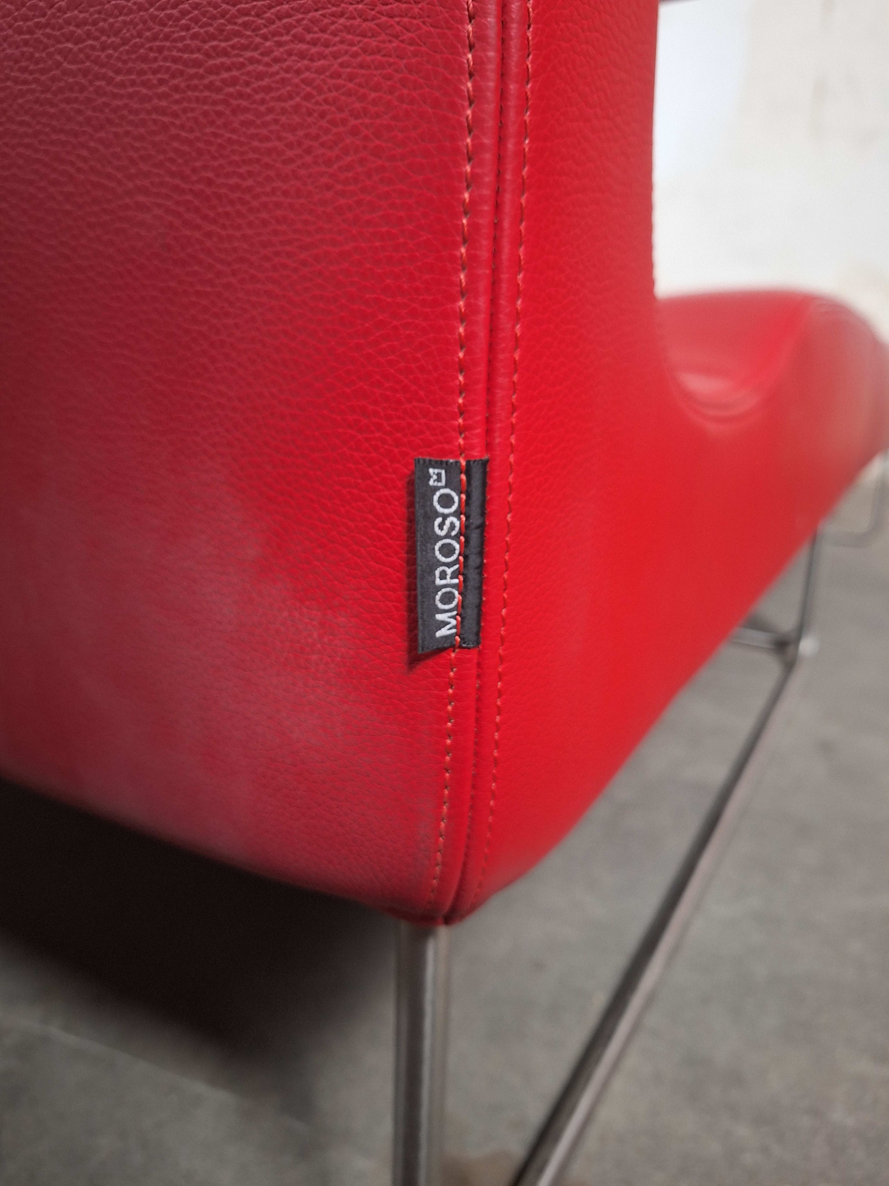 MOROSO Fauteuil Vintage Low Seat en cuir rouge par Patricia Urquiola pour Moroso, 1999-6