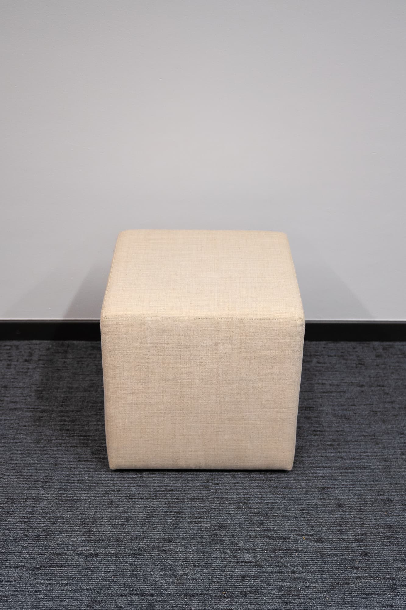Ecru white square pouffe-1