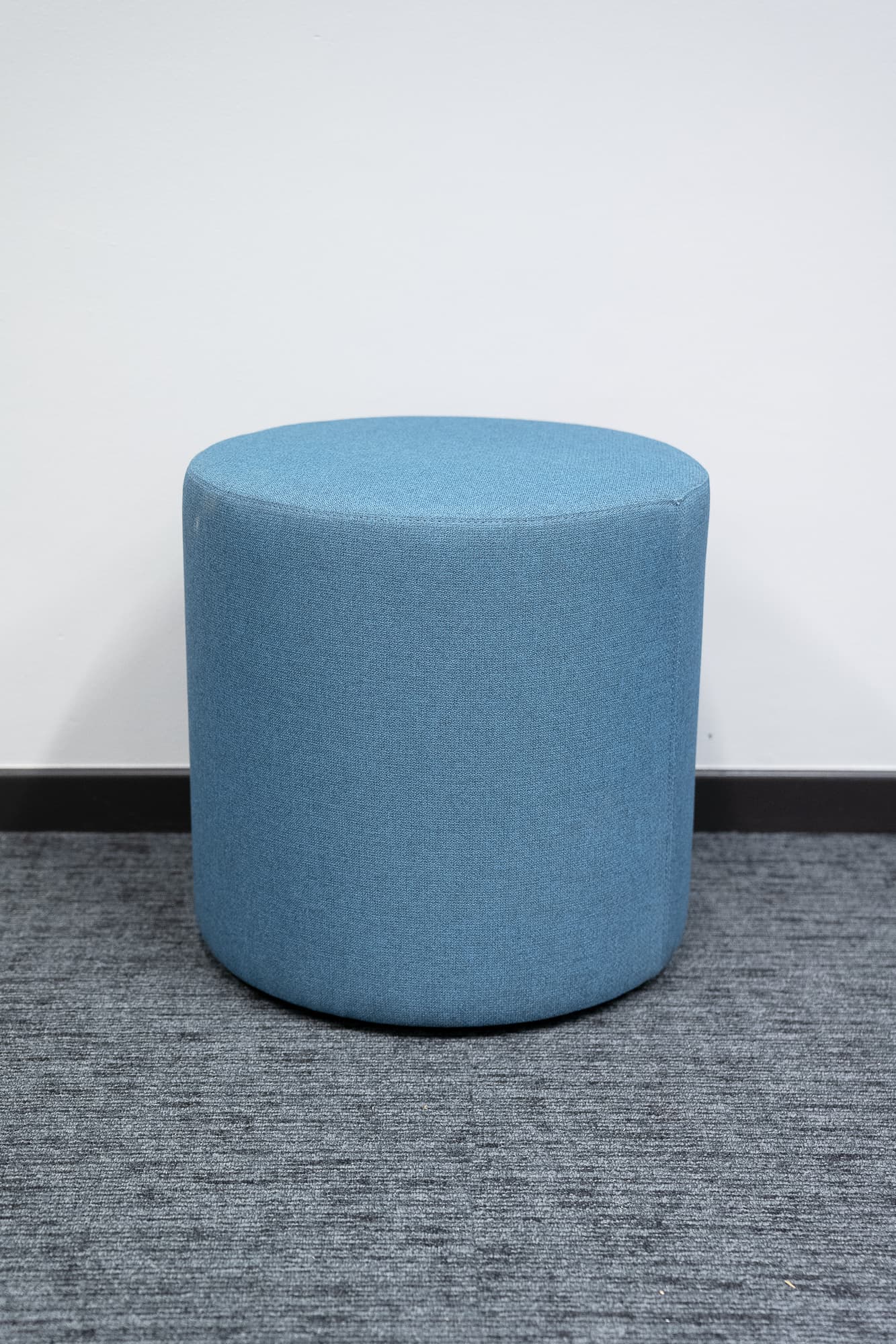 Blue-gray round pouffe-0