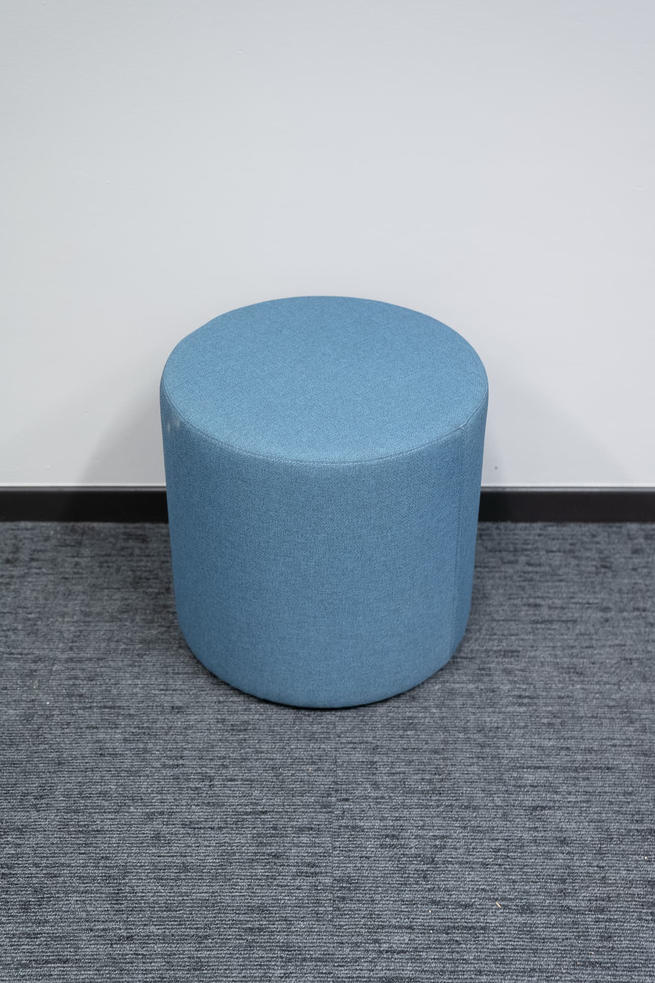 Blue-gray round pouffe-1