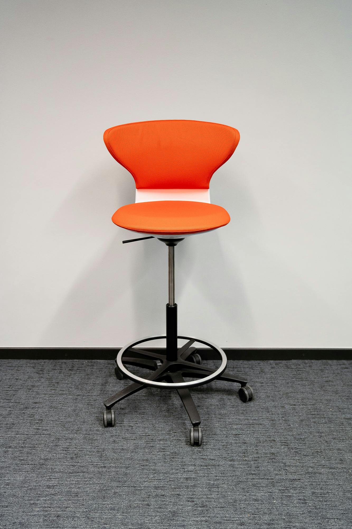 Sedus white and orange height-adjustable stool - Relieve Furniture