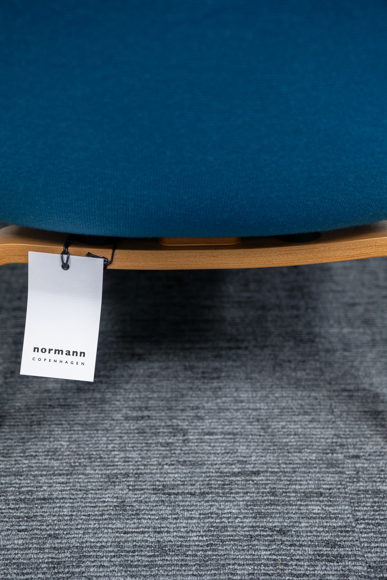 Normann Turquoise blue armchair with wooden legs-2