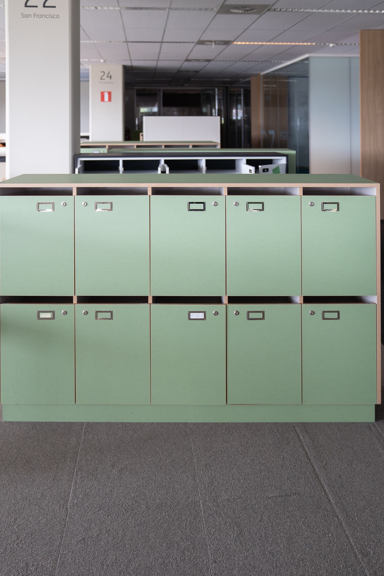 Green lockers with keys-0