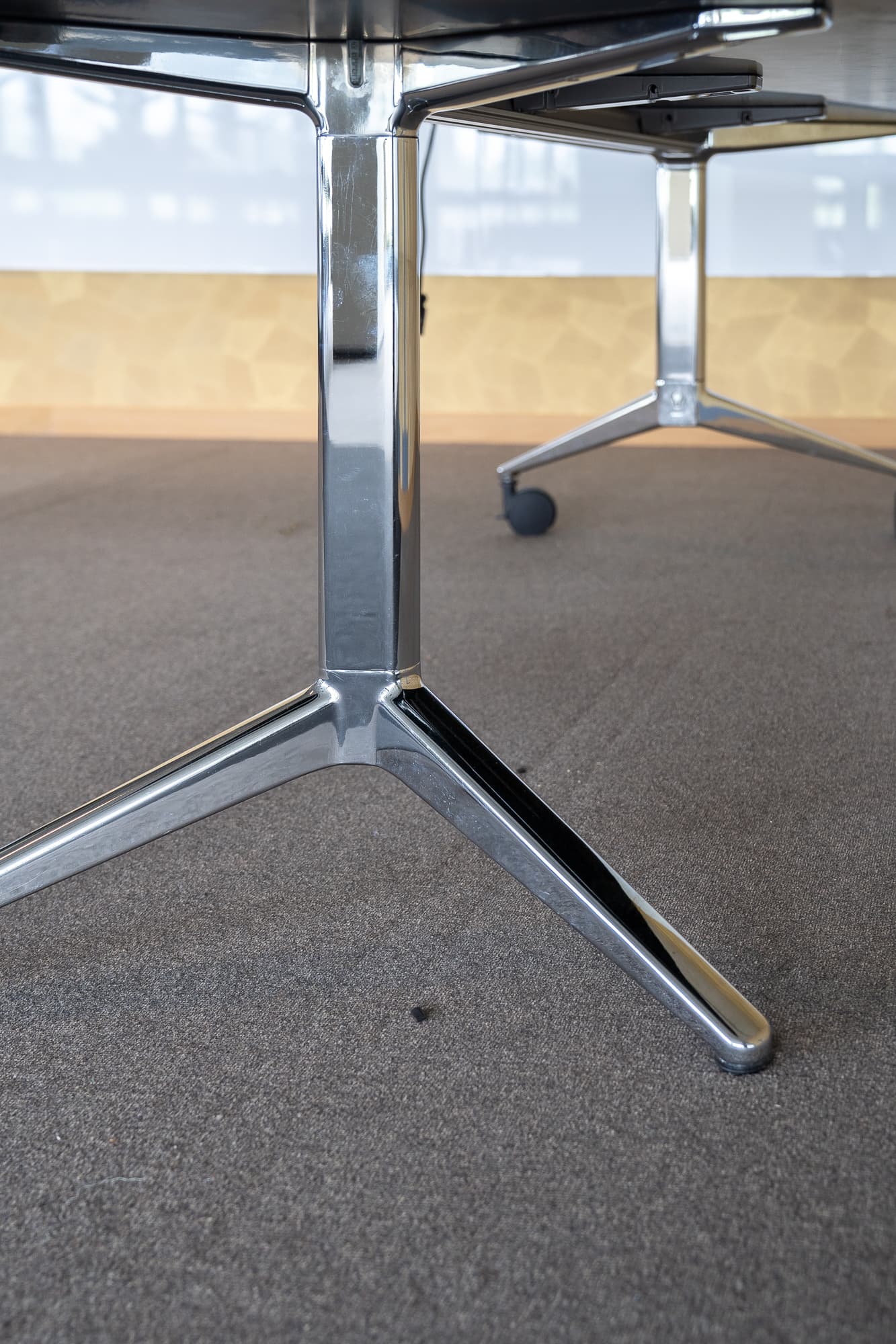 Ahrend 90cm depth beige Table on 2 wheels with socket-3