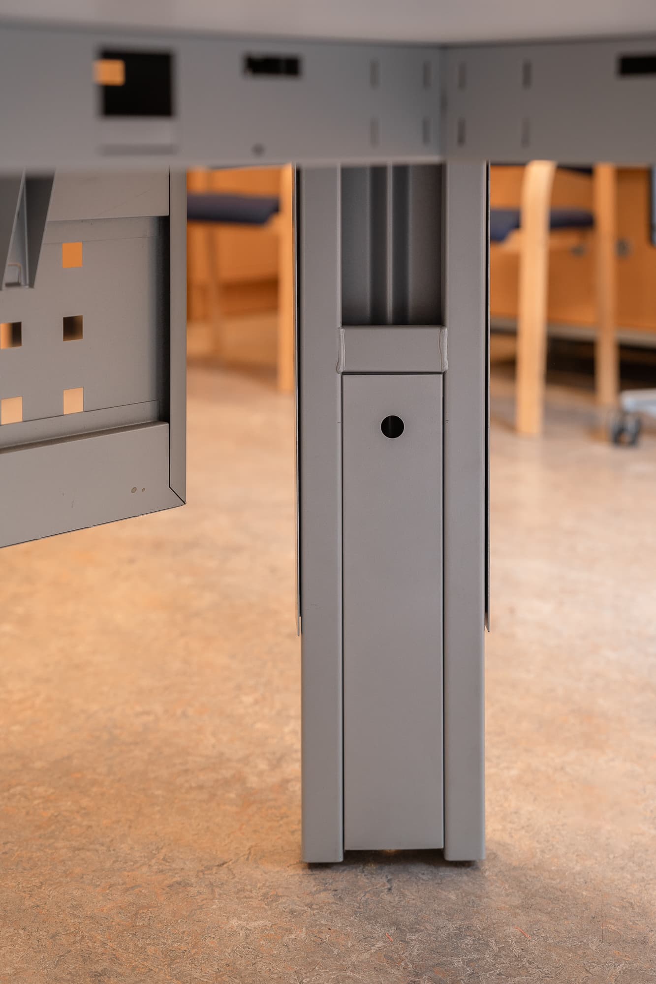 large L-shaped desk with metal legs and extension-2