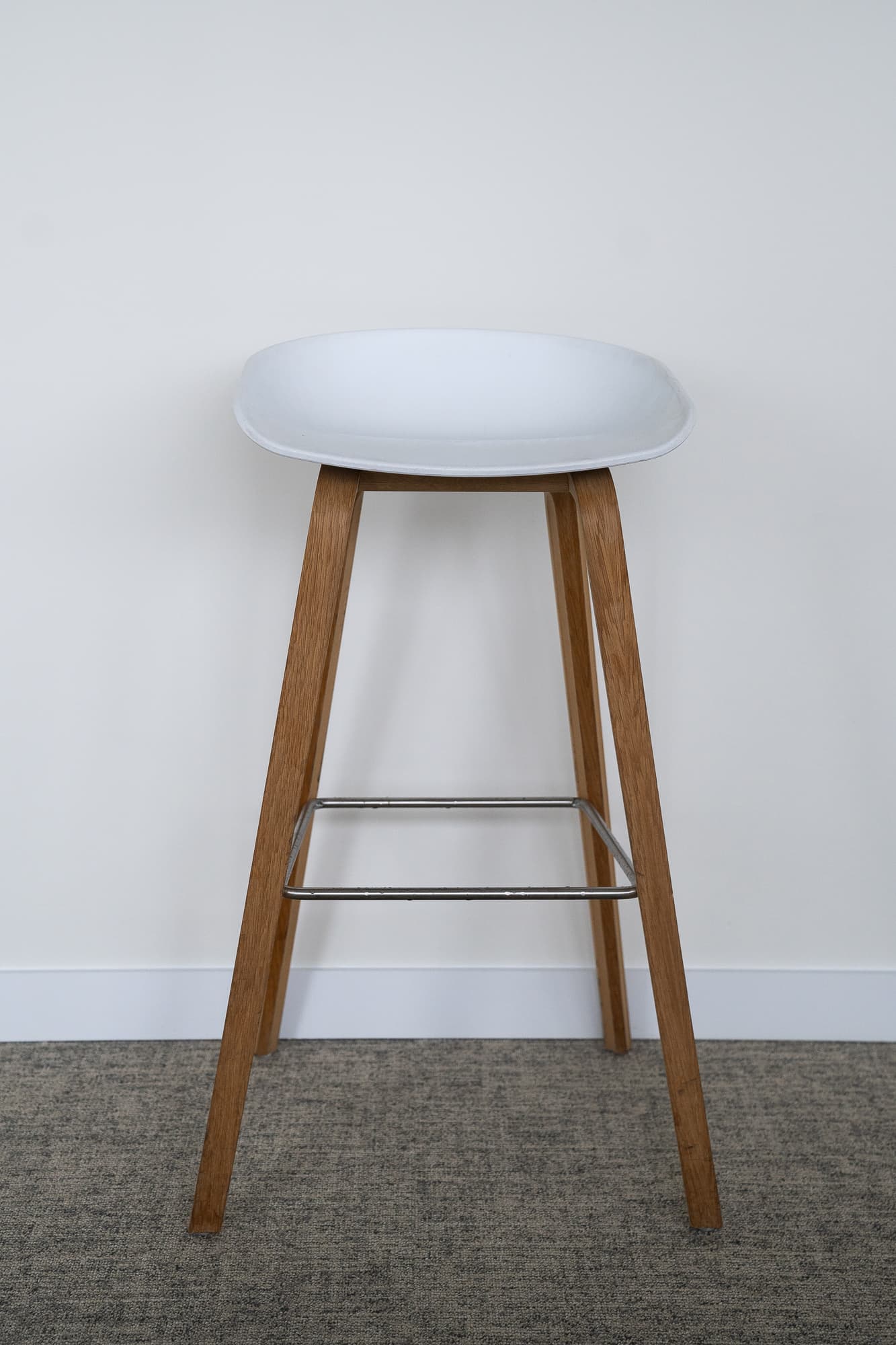 Hay white high stool with wooden base - Relieve Furniture