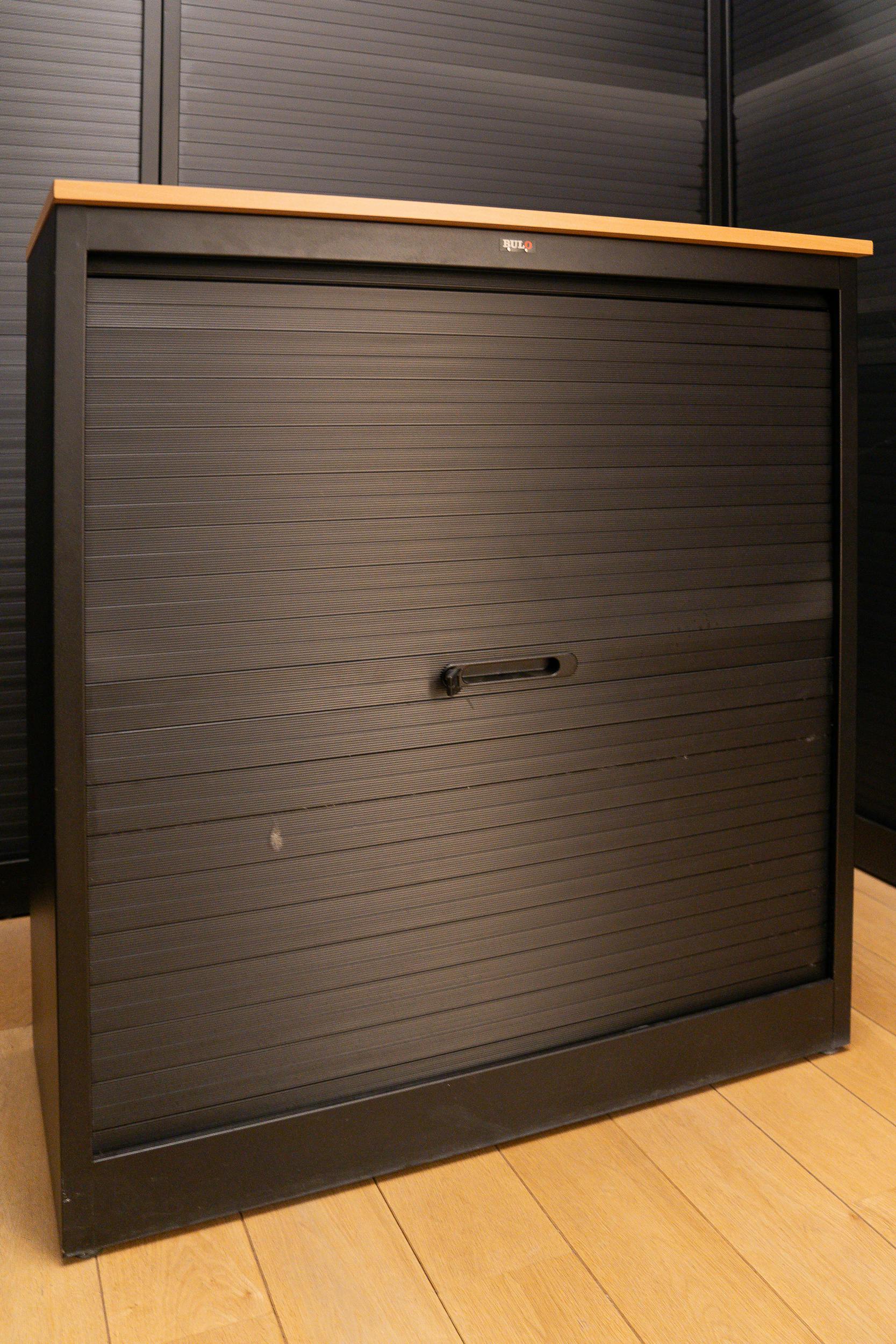 BULO Black lockable filing cabinet with sliding doors - Relieve Furniture