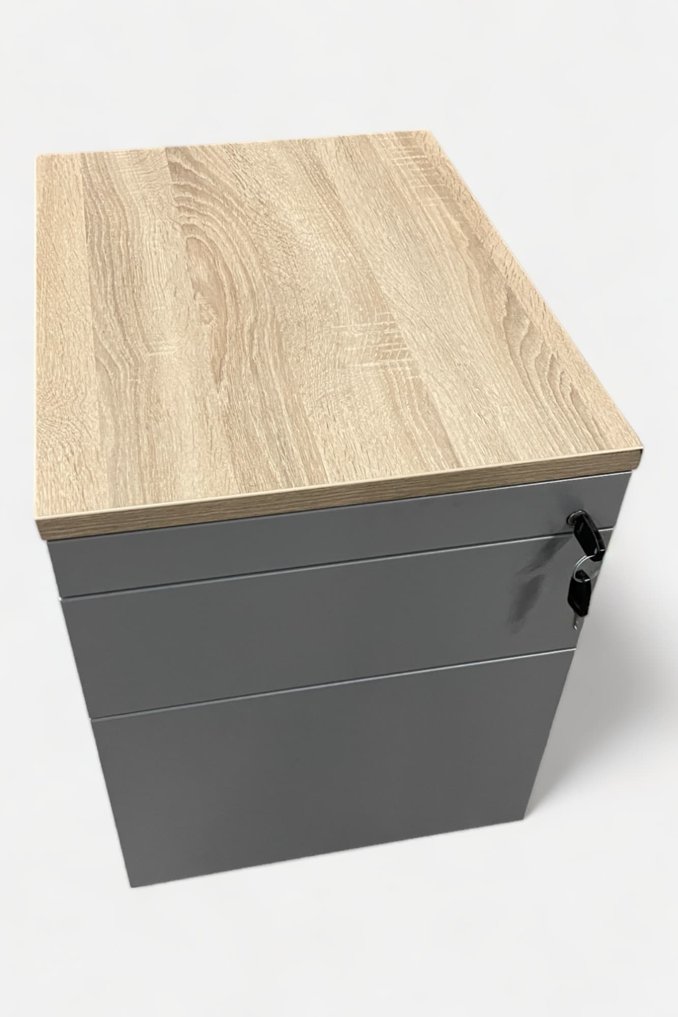 Grey top wooden cabinet with 3 drawers with key locking system-0