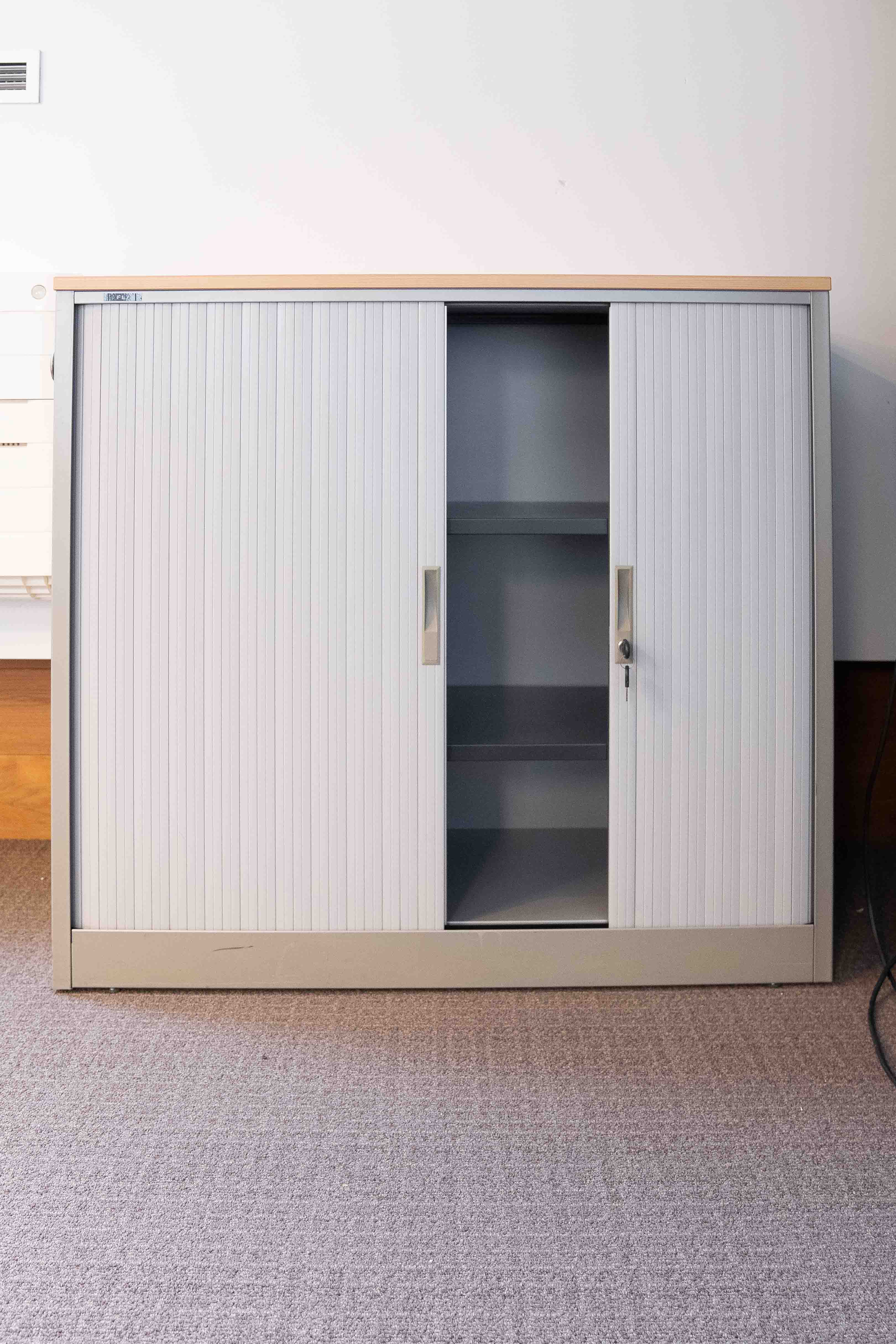 Grey storage with wood top-1