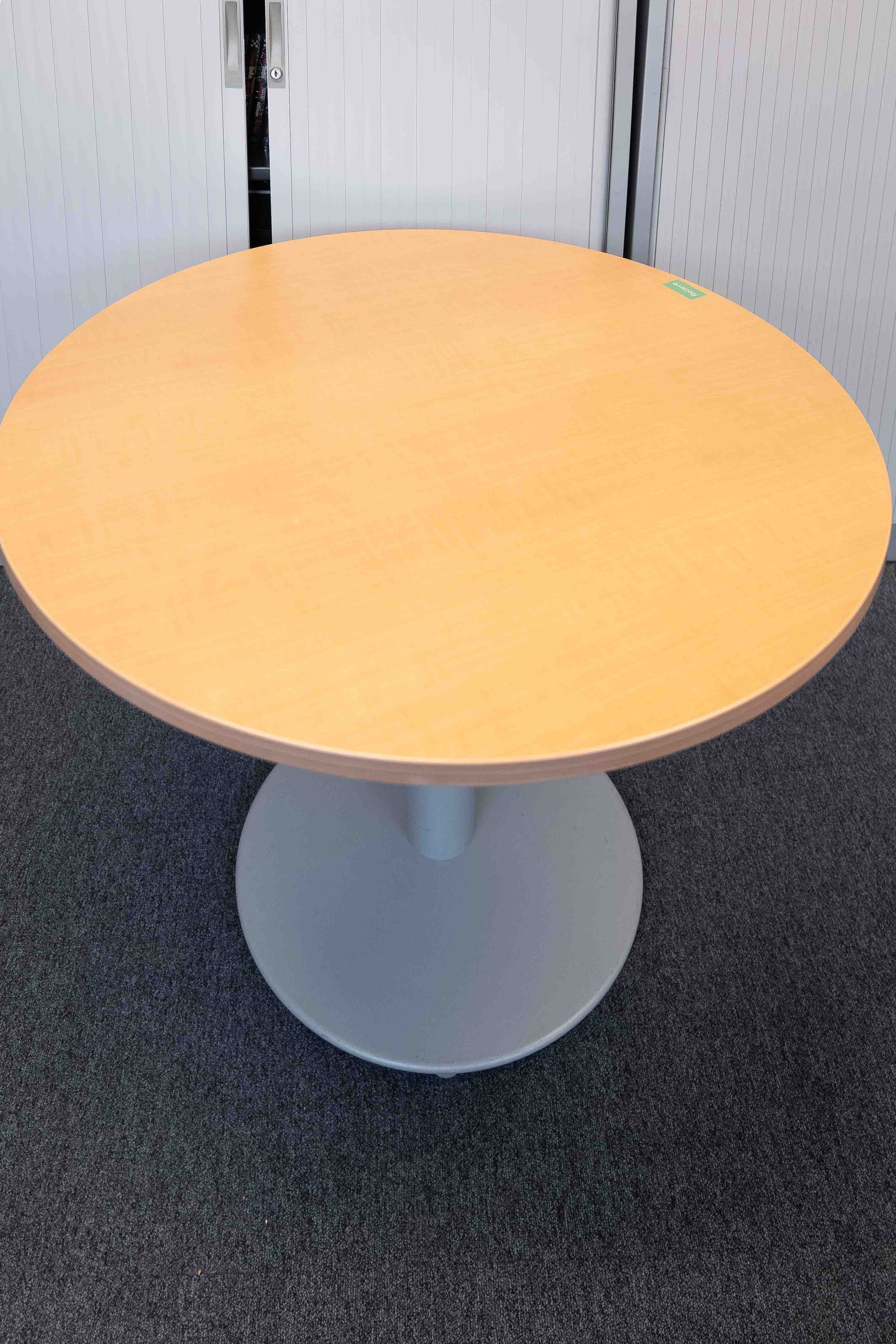 Table ronde en bois avec pied gris-0