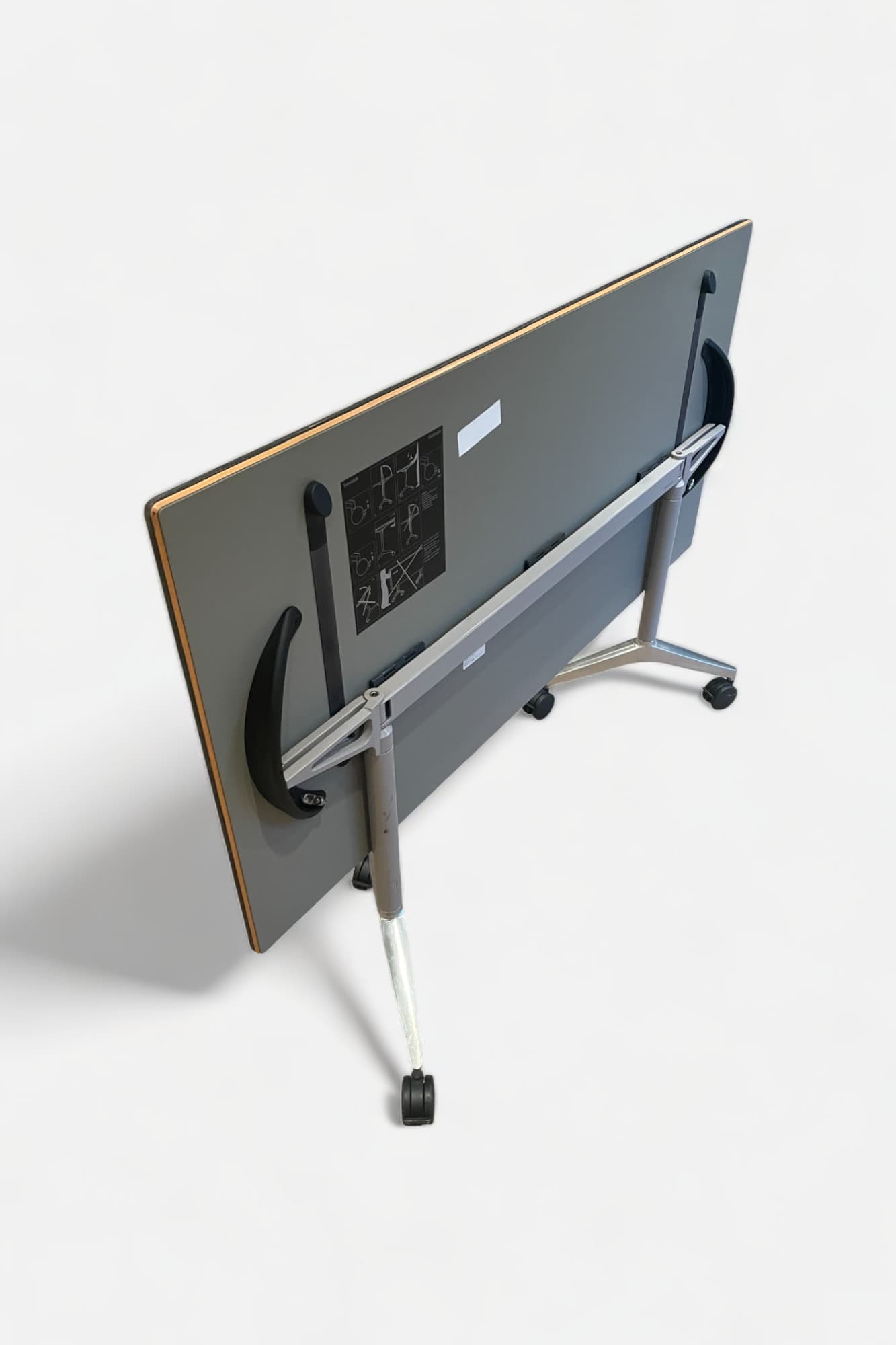WILKHAHN Grey top Foldable table on grey legs with wheels-1