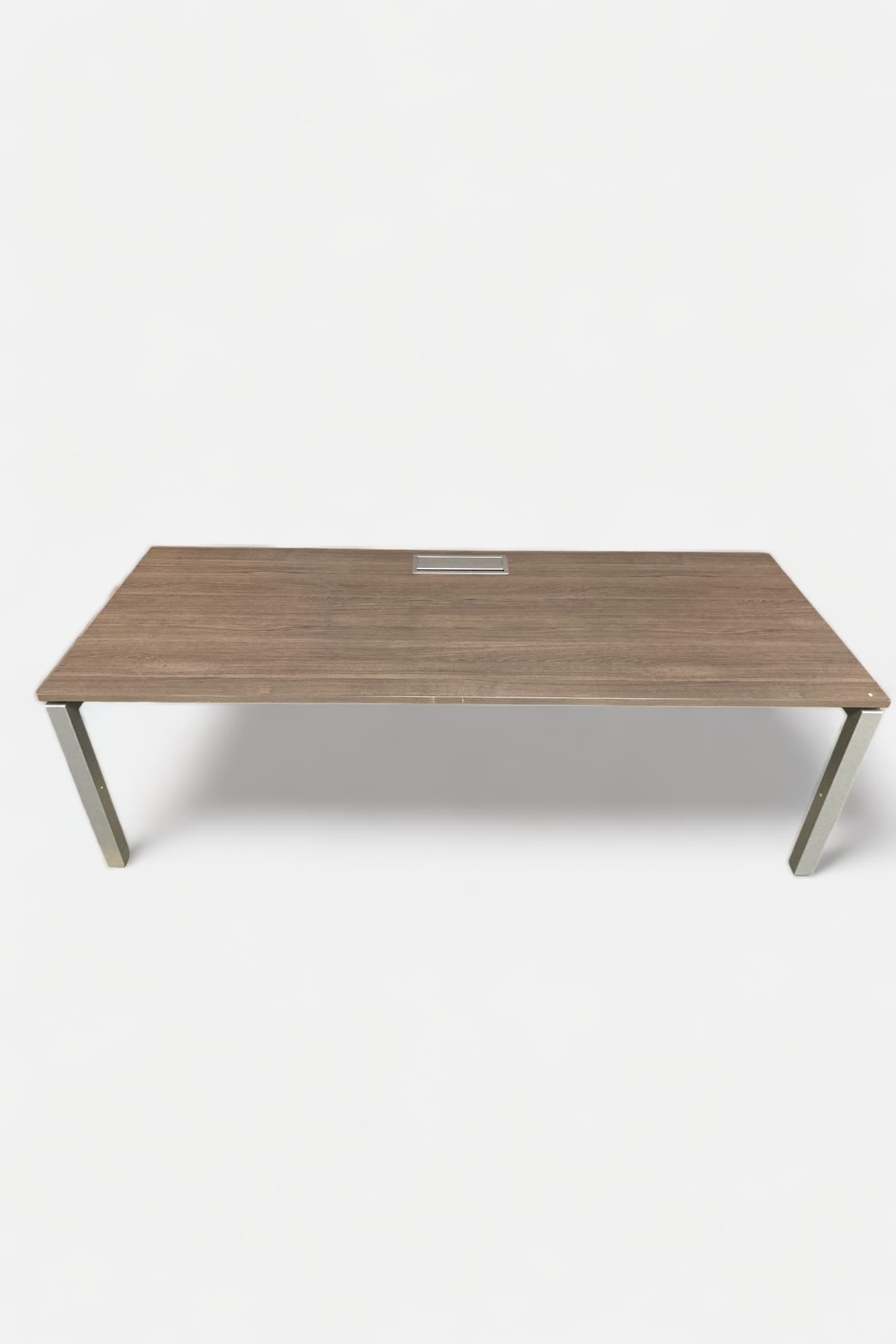 PAMI Dark Brown Wooden Desk with top access on metal legs 200cm-1