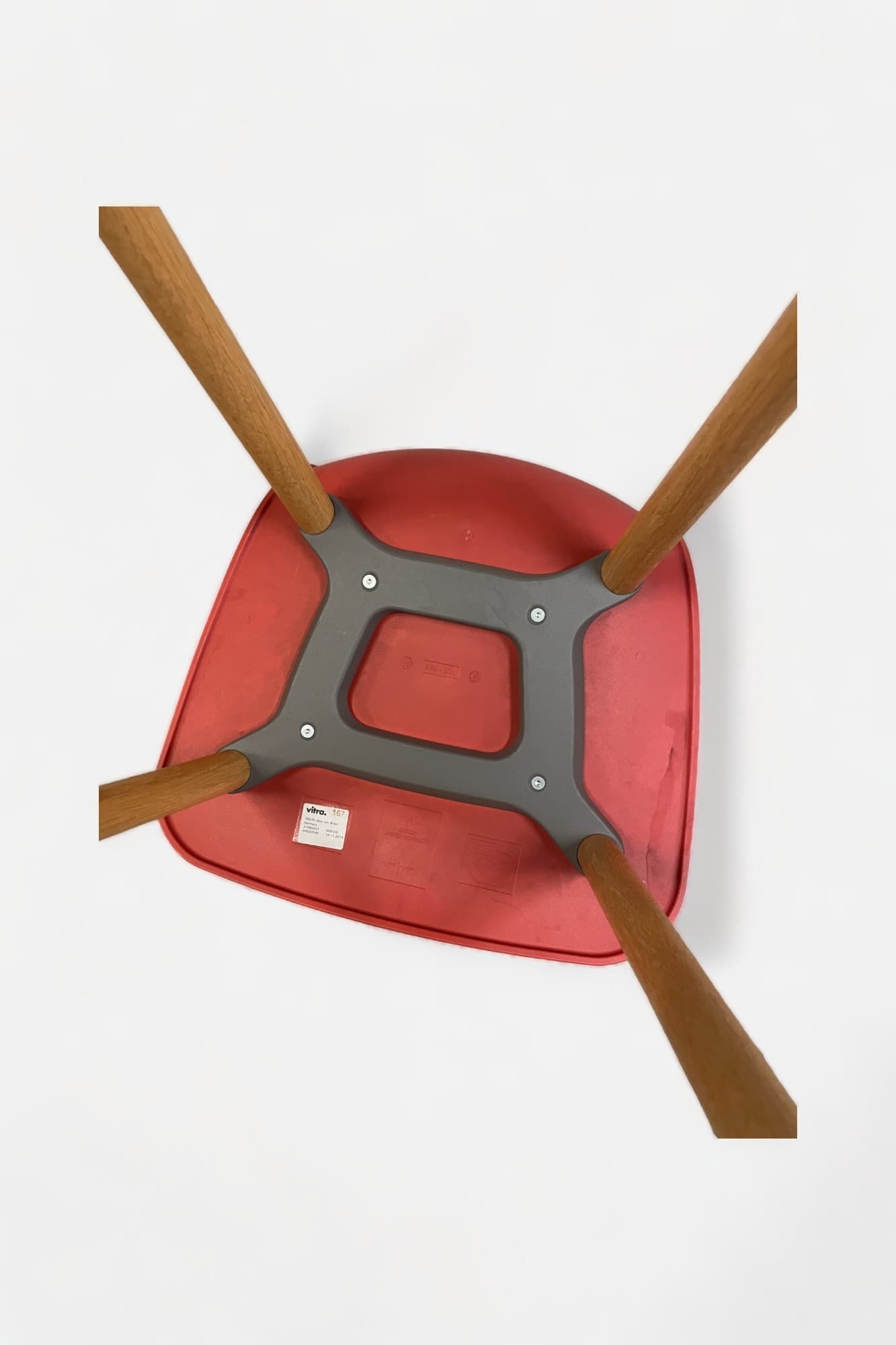 Vitra red / dark peach Nordic Style Chair on wood legs - Relieve Furniture