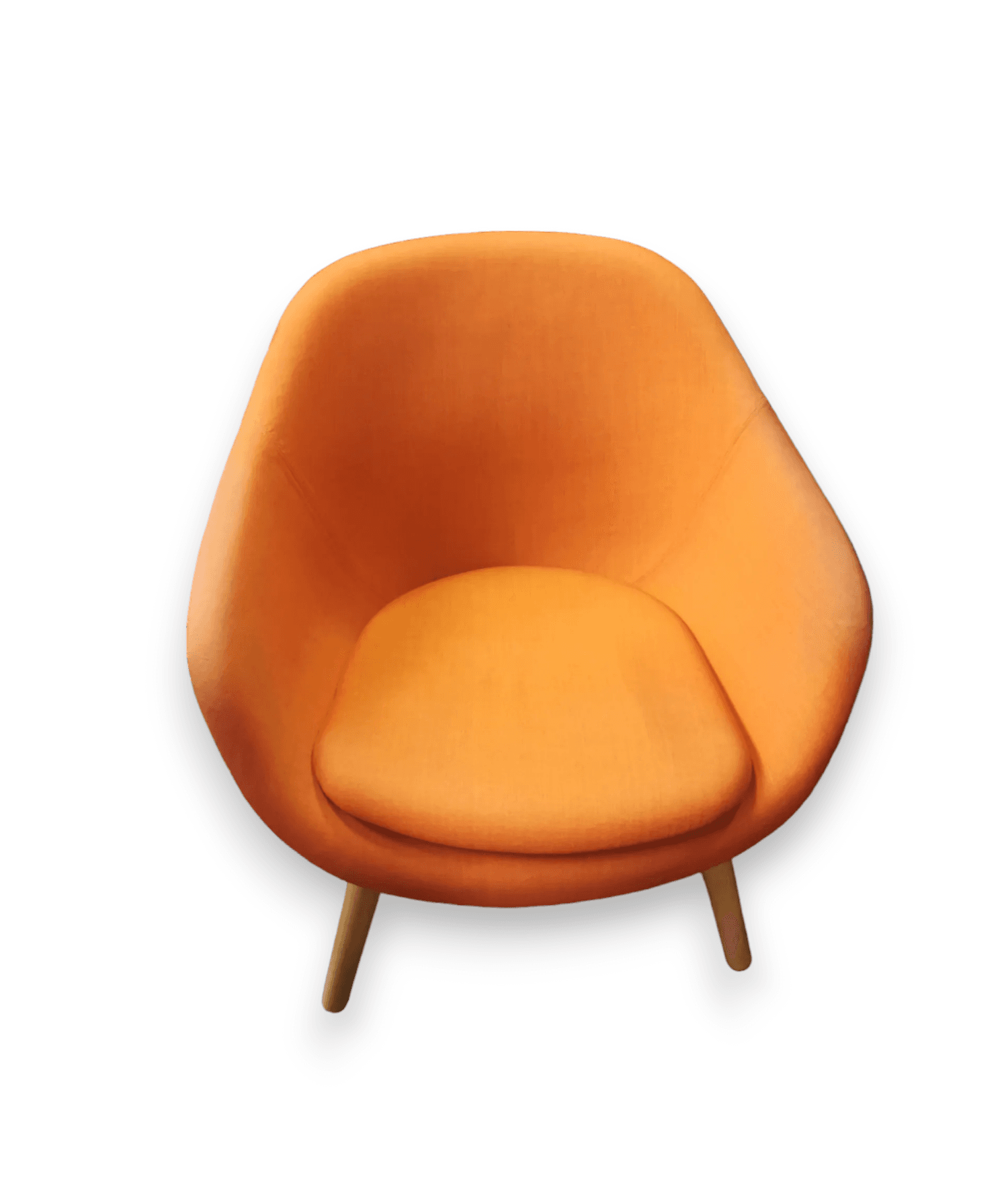 Orange armchair on wooden legs-0