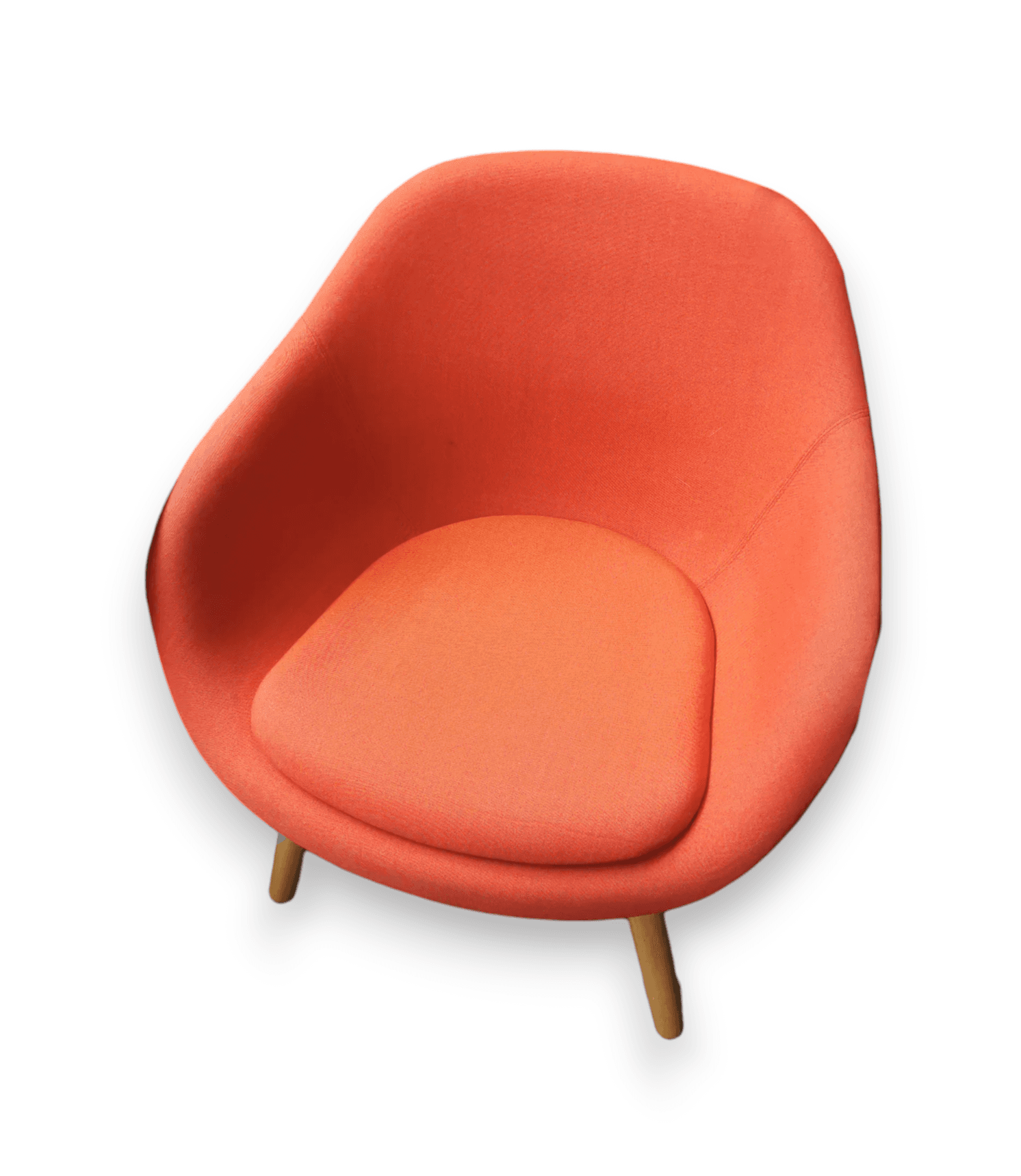 Red armchair on wood legs-0